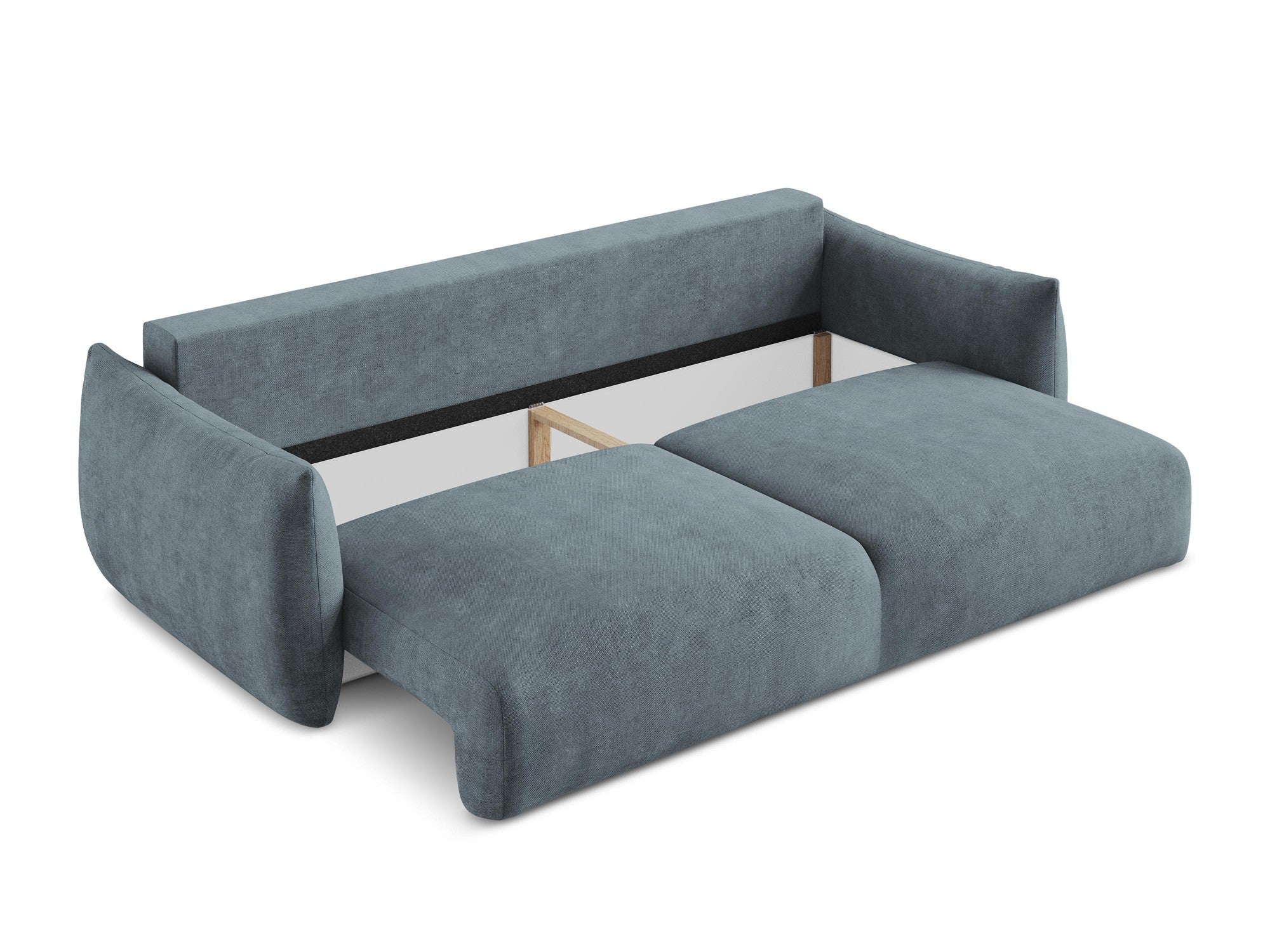 Sofa für 3 Personen mit Schlaf-Funktion LEILA in jeansblauem Chenille