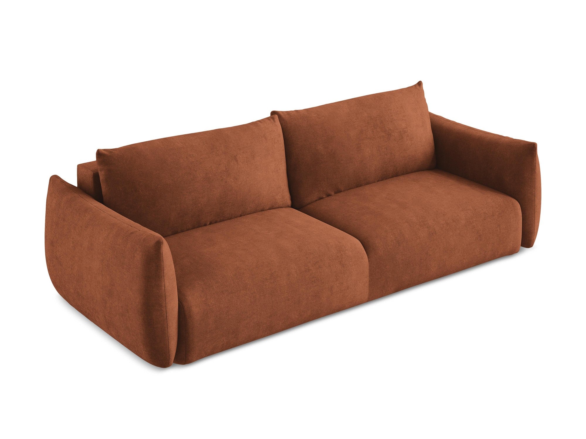 Sofa für 3 Personen mit Schlaf-Funktion LEILA Terrakotta Chenille