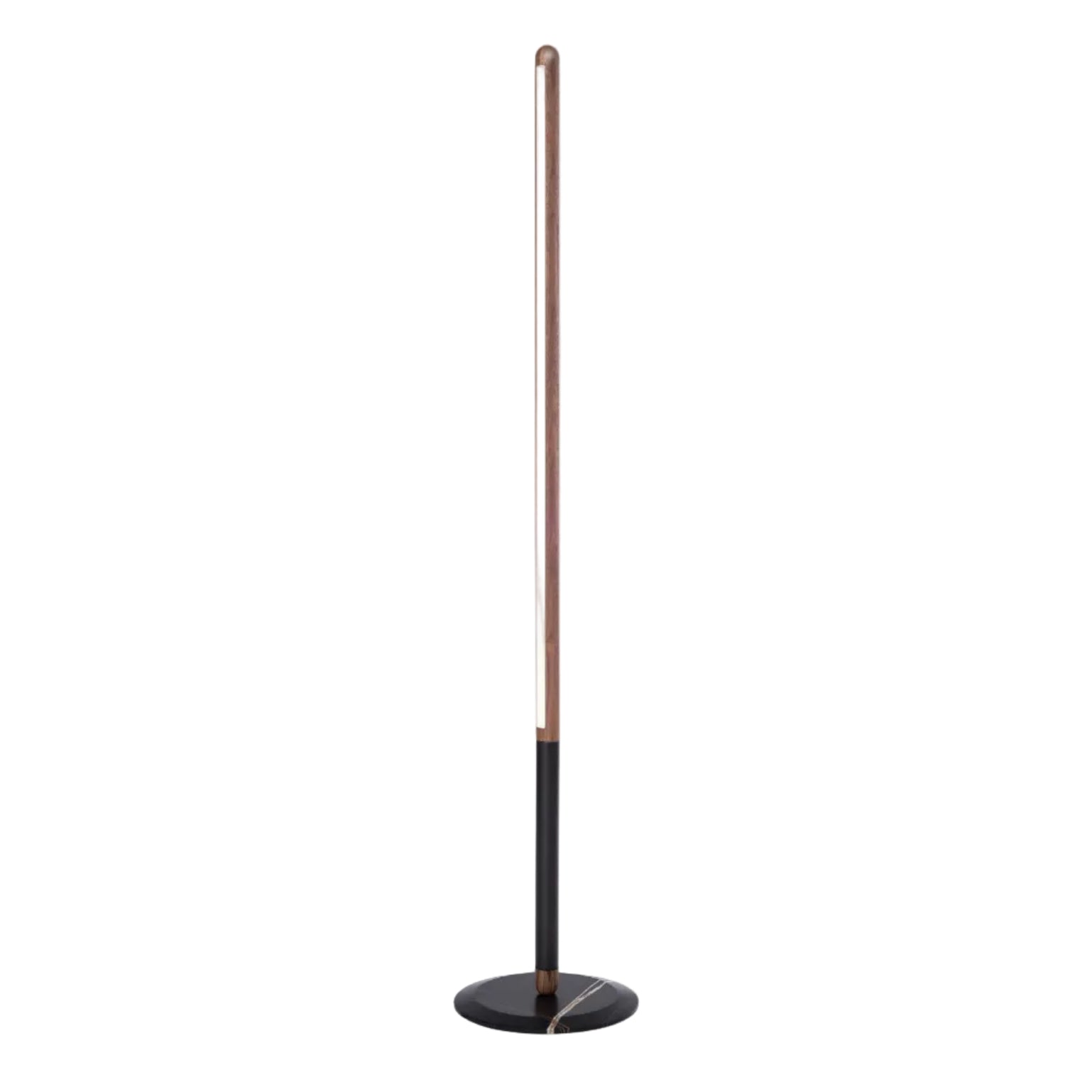 LINEA UNO floor lamp in walnut wood with graphite finish and marble base