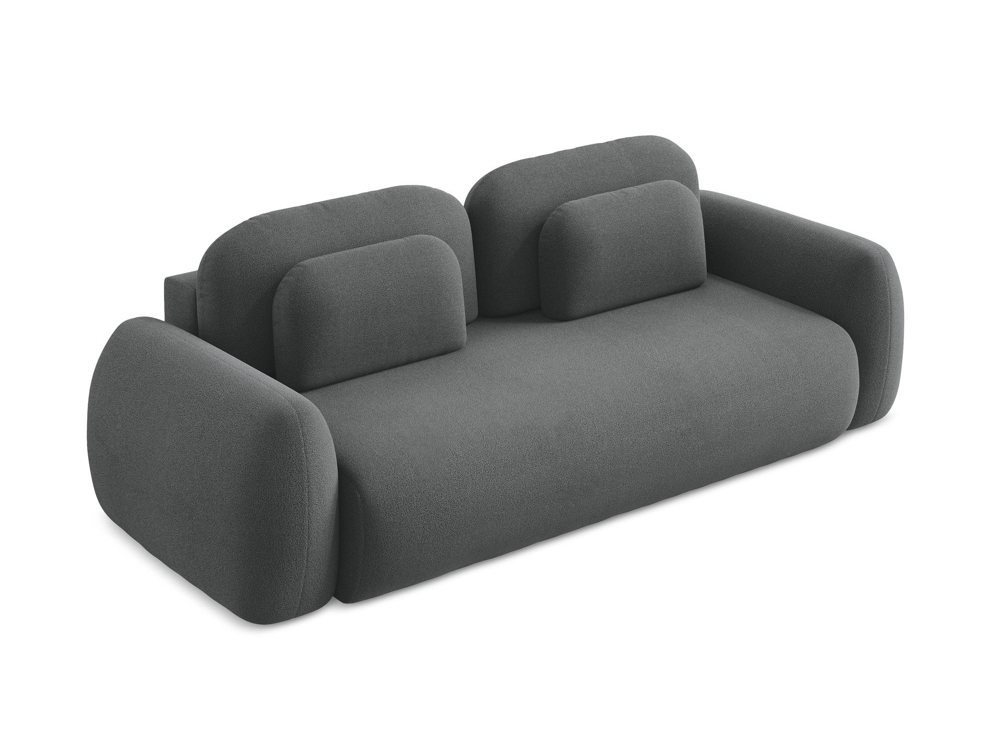 Sofa für 3 Personen mit Schlaf-Funktion LOHI dunkelgrau Boucle