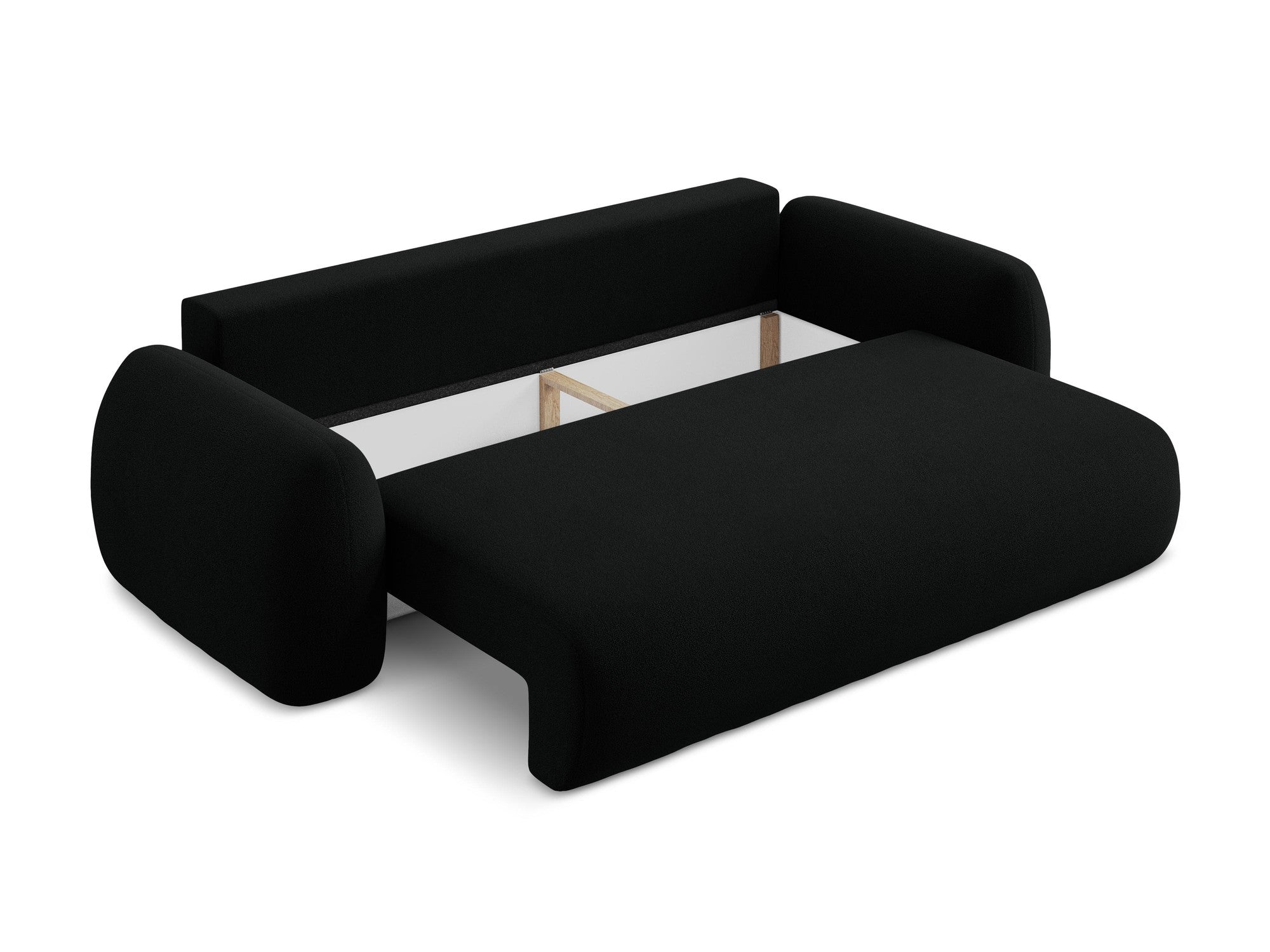 3-Seater Sofa with Sleeping Function LOHI Black Boucle