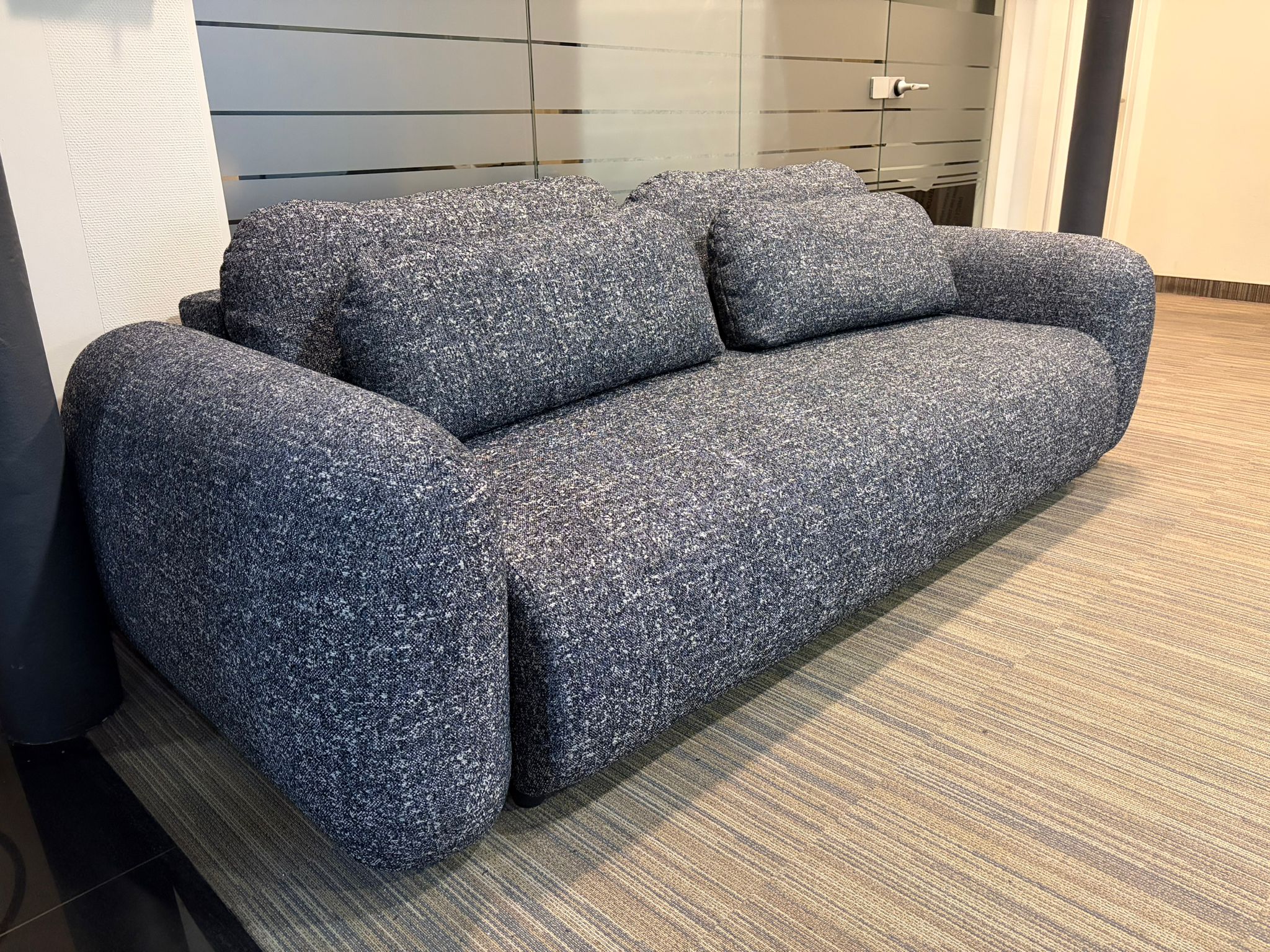 Sofa für 3 Personen mit Schlaf-Funktion LOHI dunkelgrau Boucle
