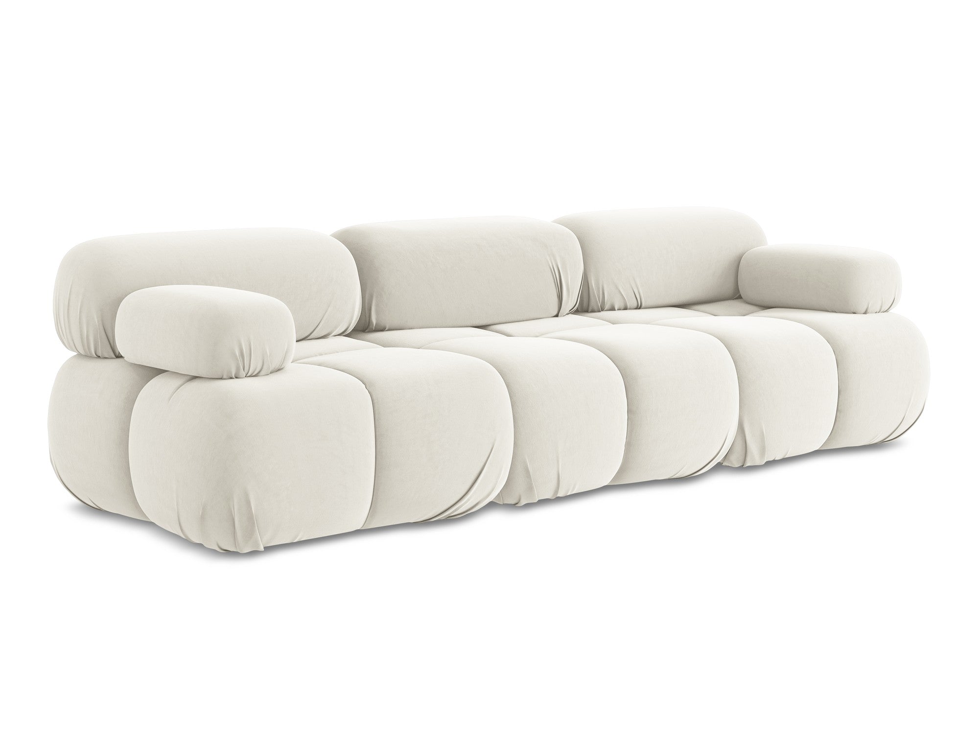 Velvet modular sofa for 3 people LOKUA light beige