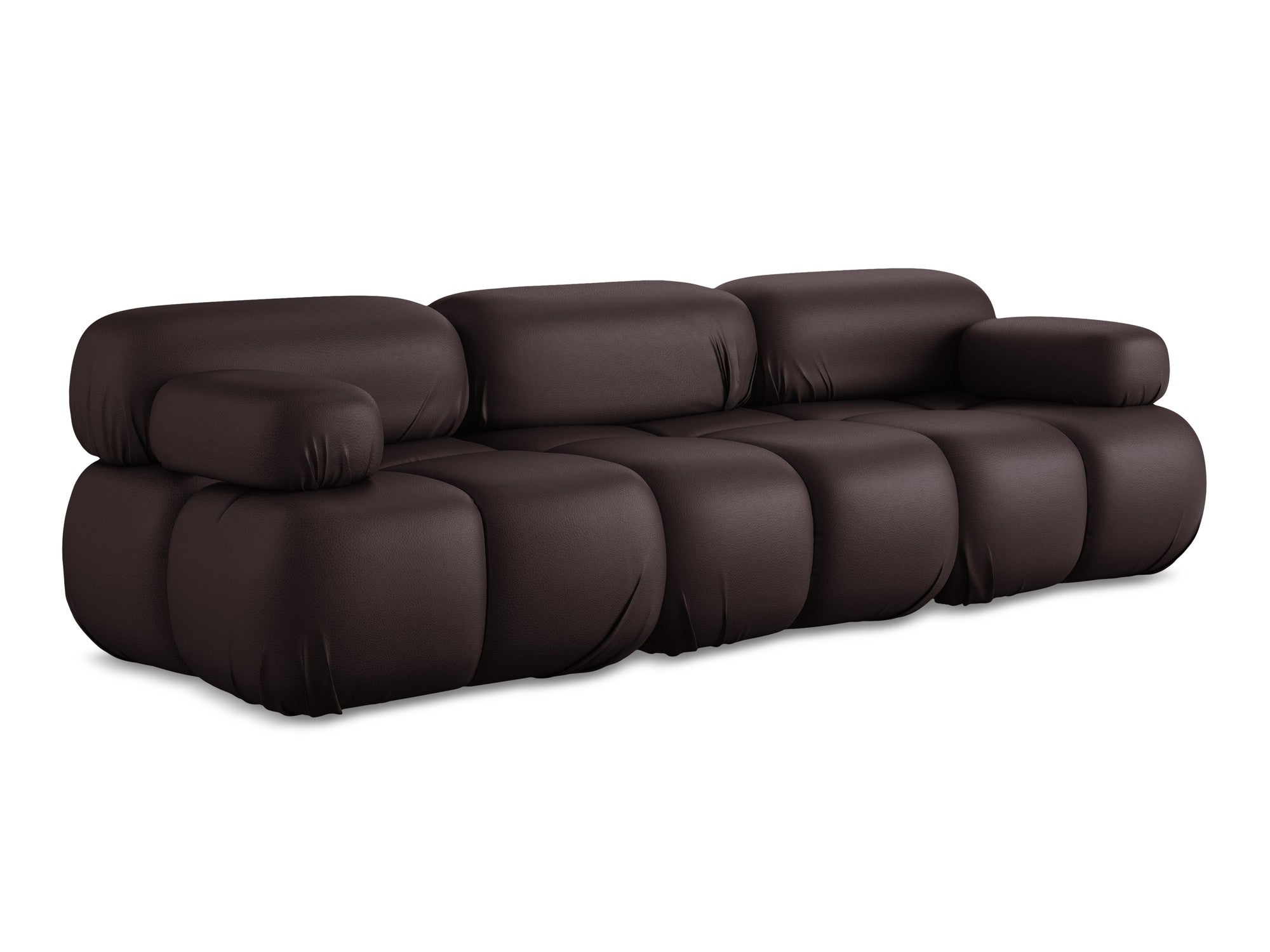 Modulares 3-Sitzer-Sofa LOKUA in pflaumenfarbener Kunstleder