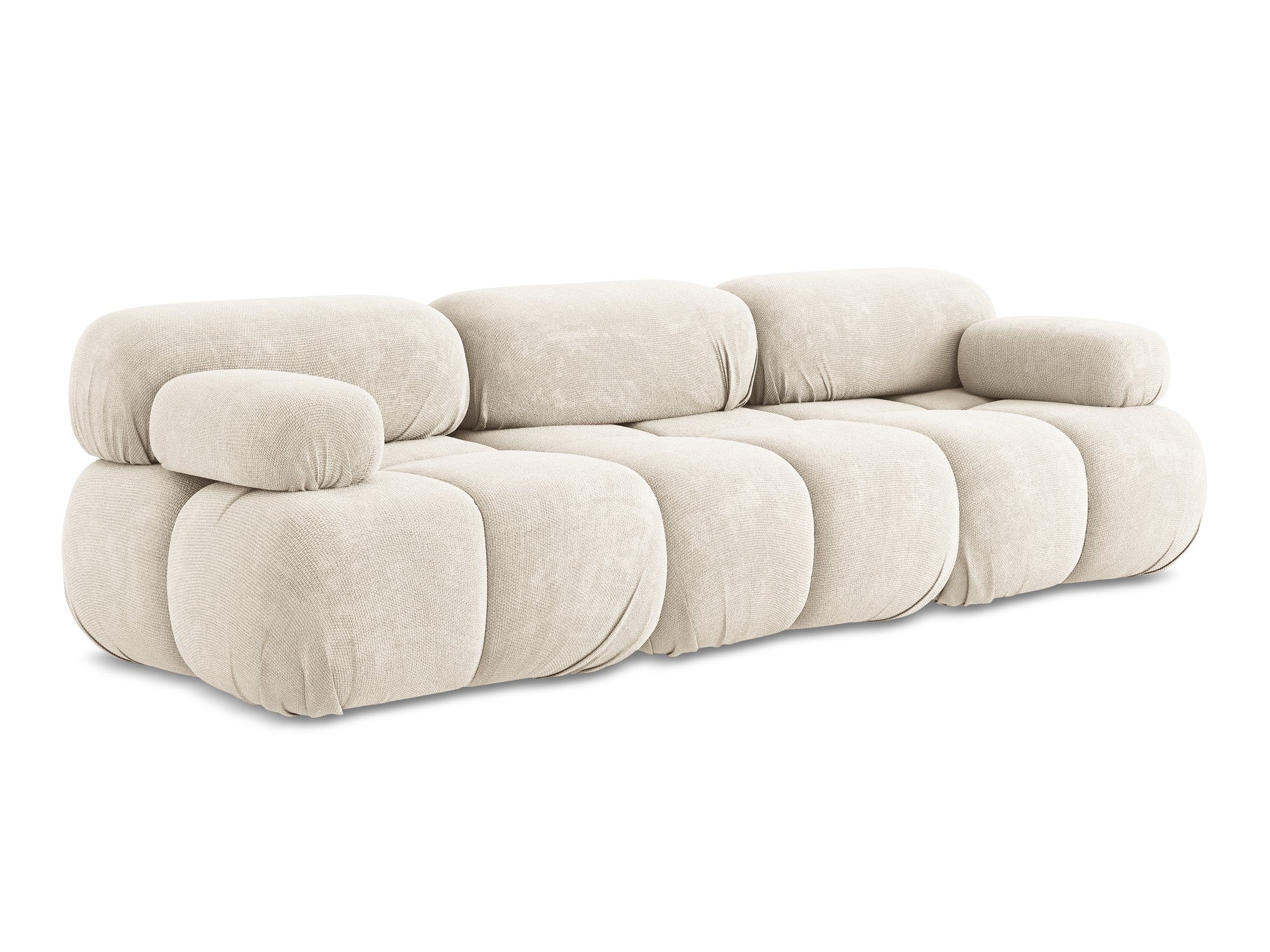 Light Beige Chenille 3-Seater Modular Sofa LOKUA