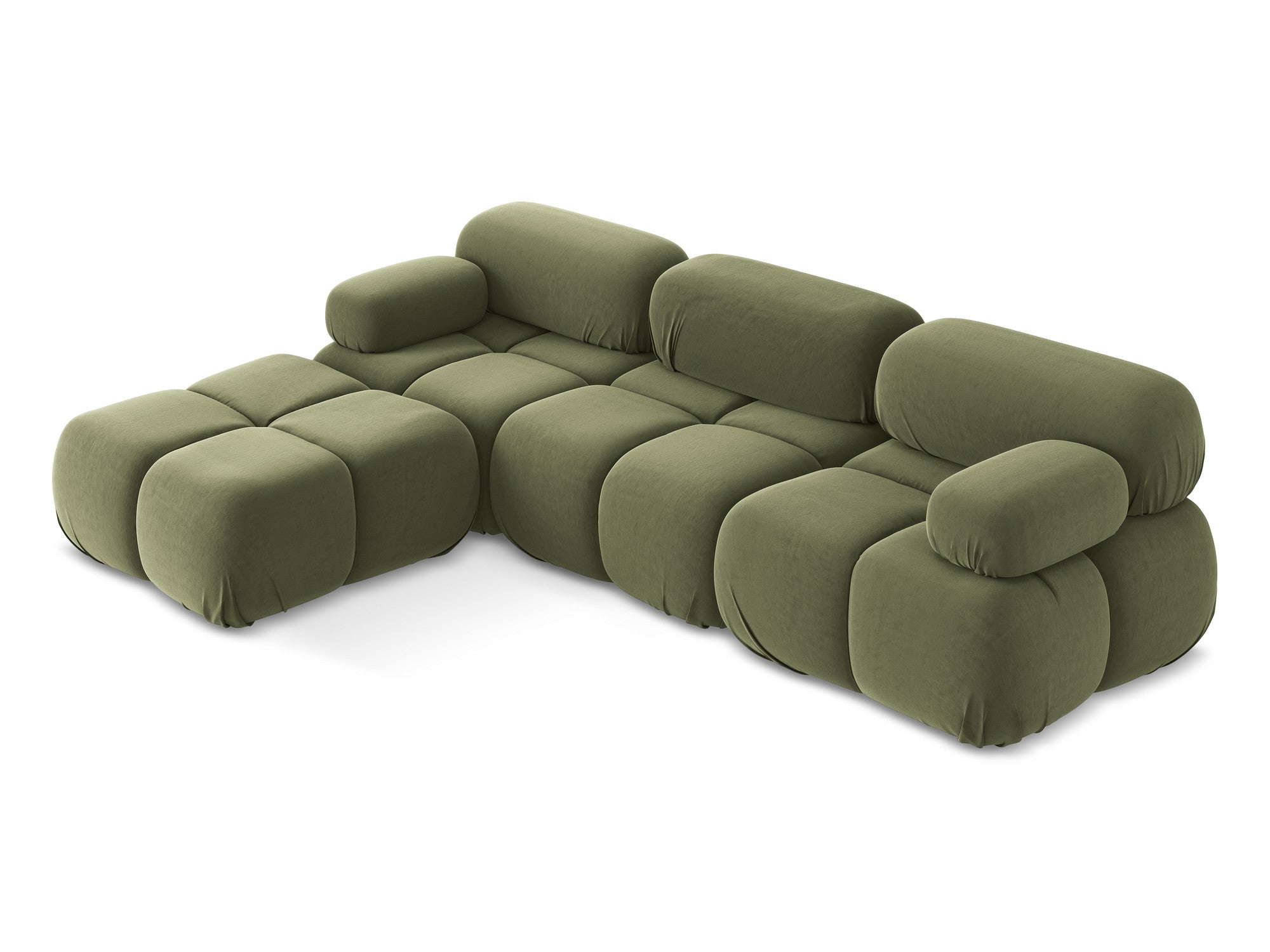 Modularer Samt-Ecksofa LOKUA in Olivgrün