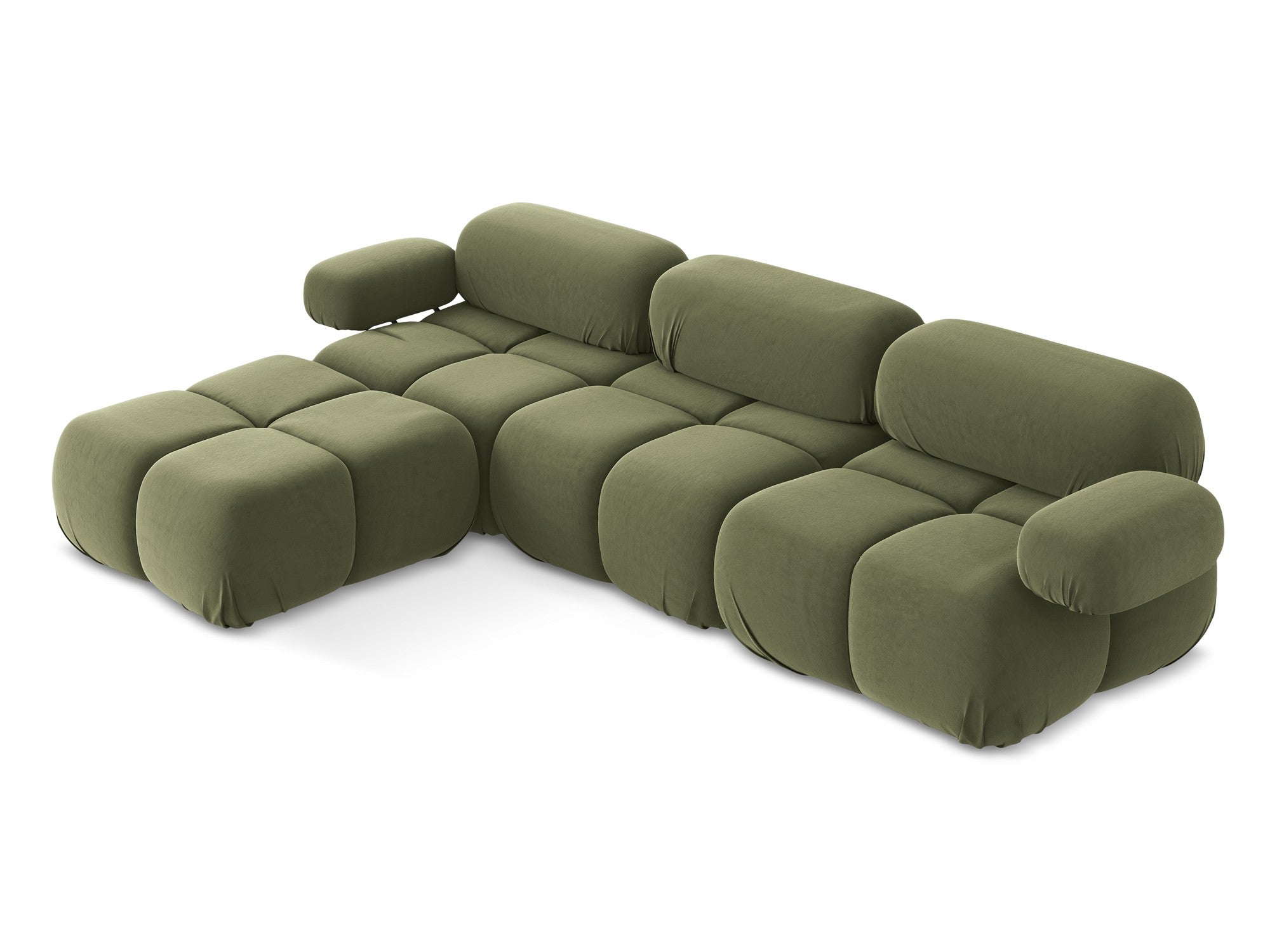 Modularer Samt-Ecksofa LOKUA in Olivgrün