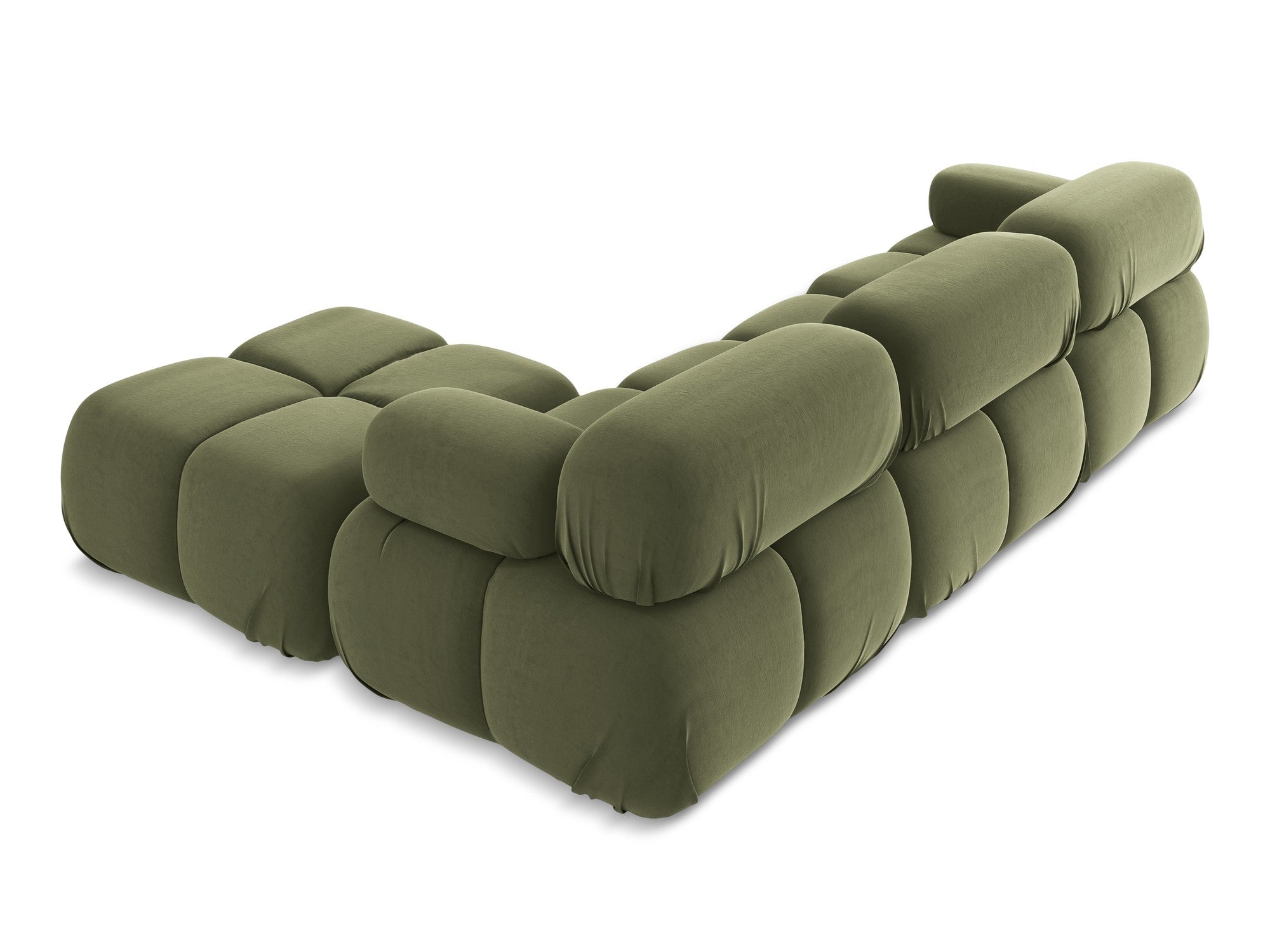 Modularer Samt-Ecksofa LOKUA in Olivgrün