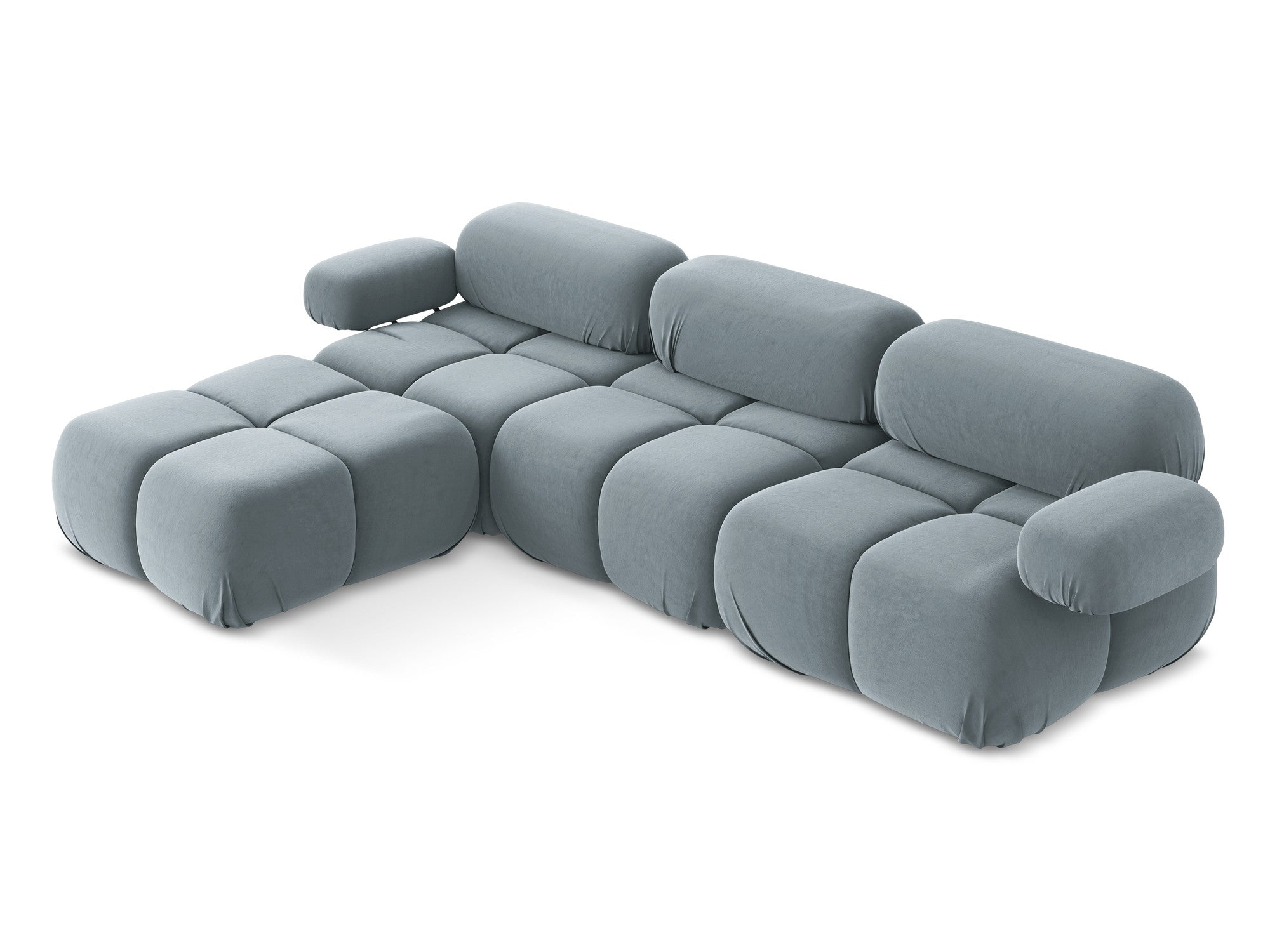Modularer Samt-Ecksofa LOKUA in Hellblau