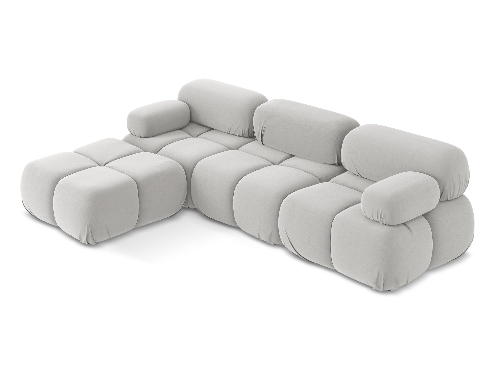 Modulaire fluwelen hoekbank LOKUA zilver