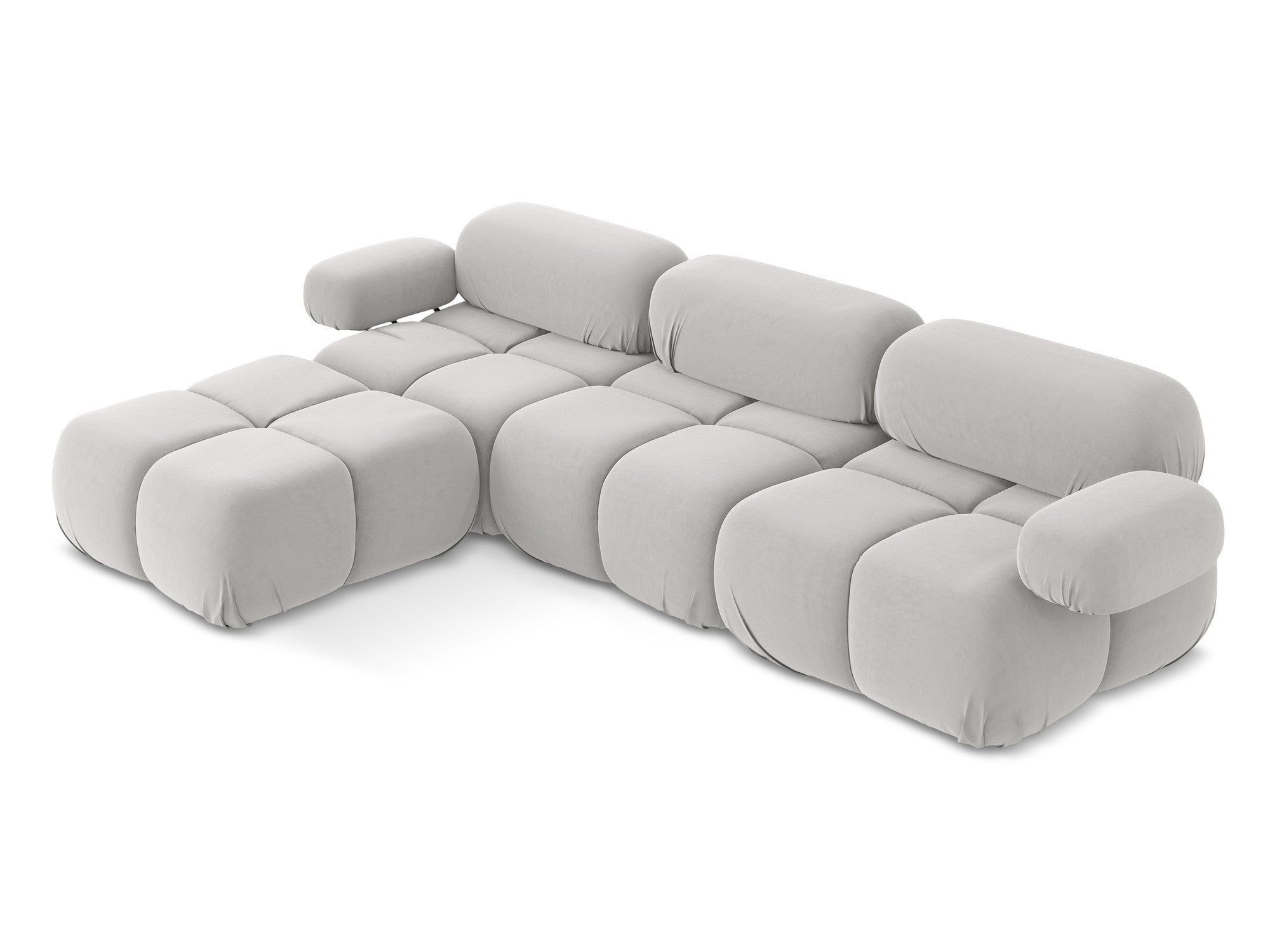 Modulaire fluwelen hoekbank LOKUA zilver