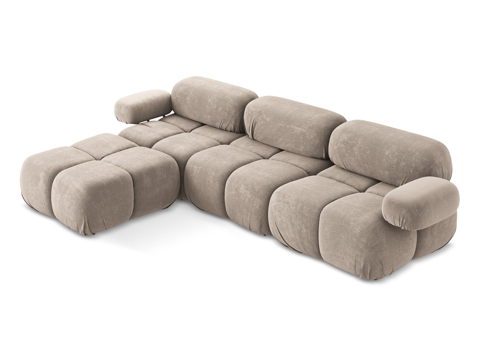 Modularer Ecksofa LOKUA in dunkelbeigem Chenille