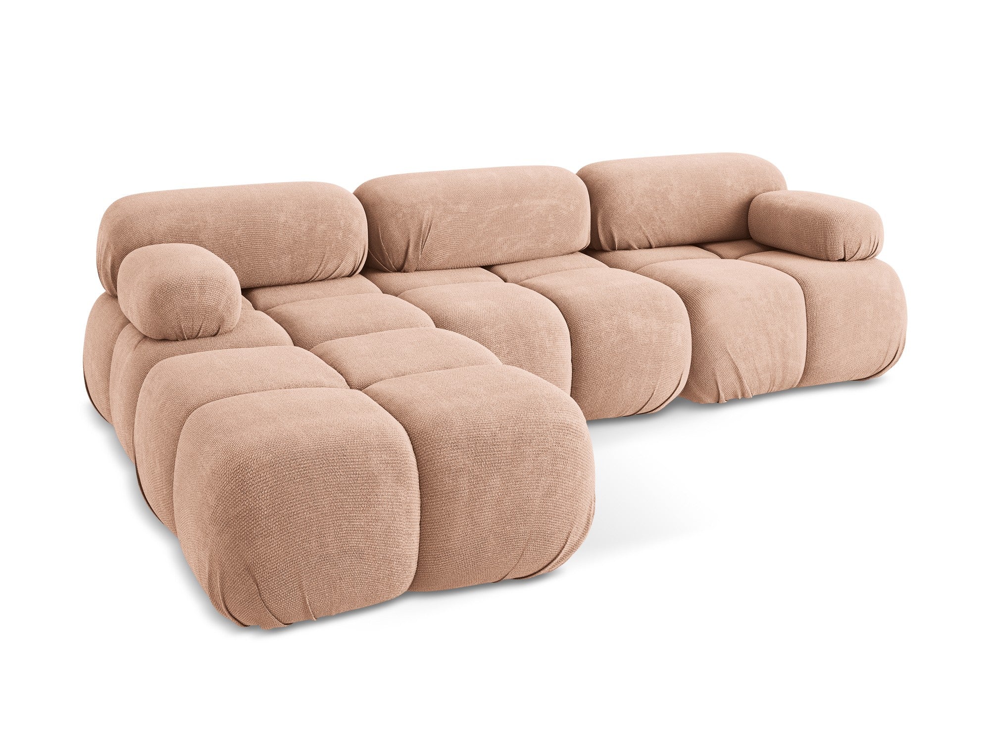 Modularer Ecksofa LOKUA in pfirsichfarbenem Chenille