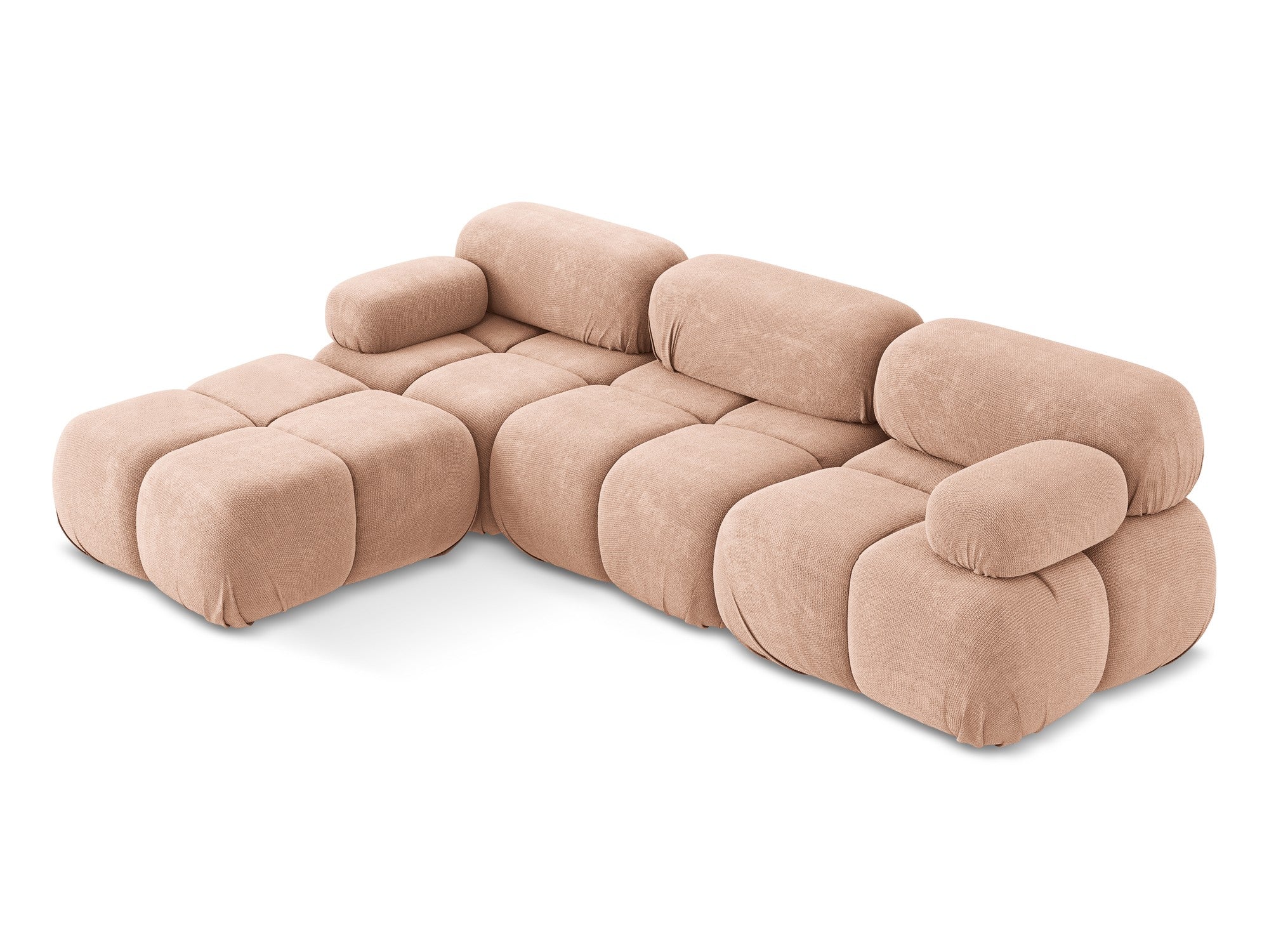 Modularer Ecksofa LOKUA in pfirsichfarbenem Chenille