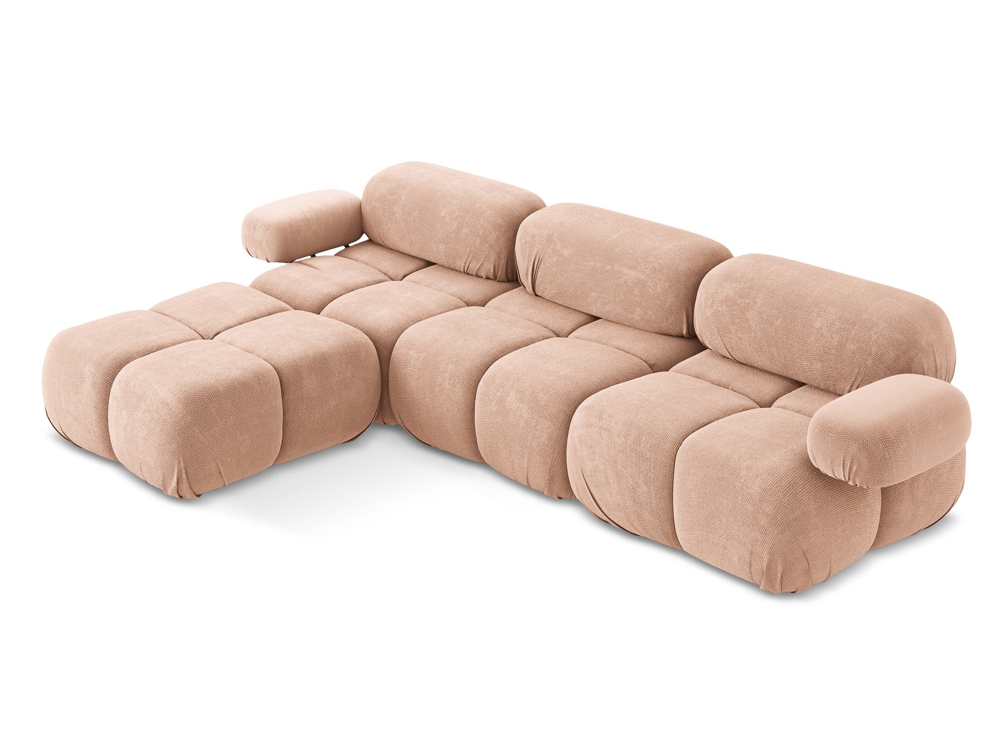 Modularer Ecksofa LOKUA in pfirsichfarbenem Chenille