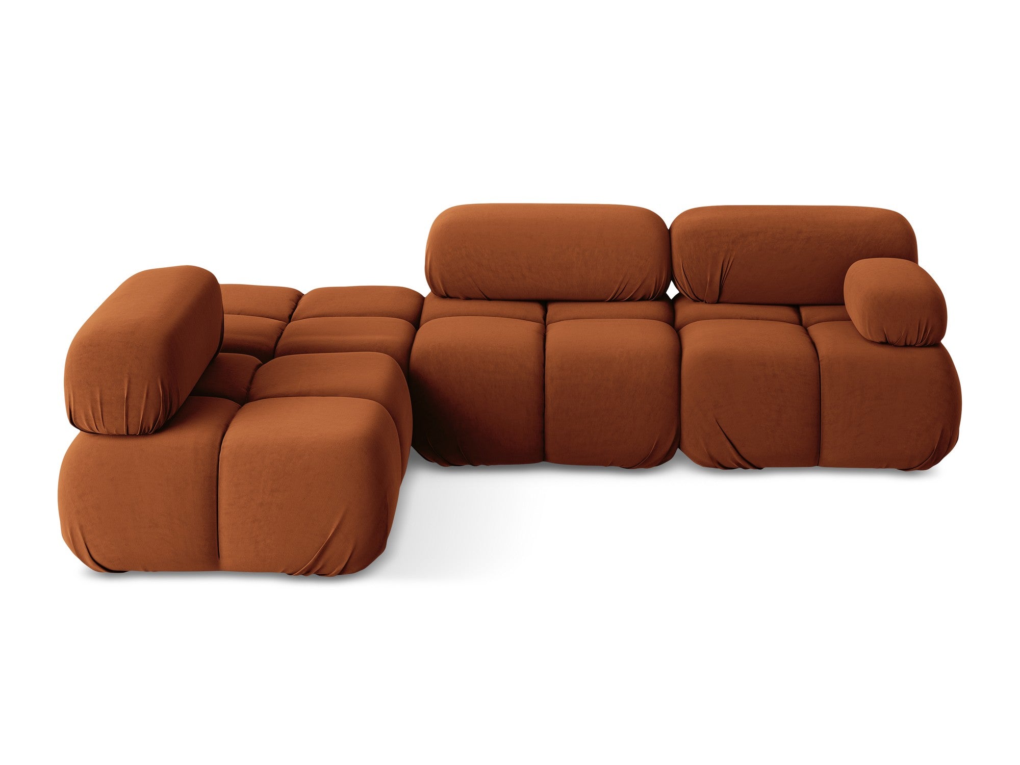 Modularer Samt-Ecksofa links LOKUA Terrakotta
