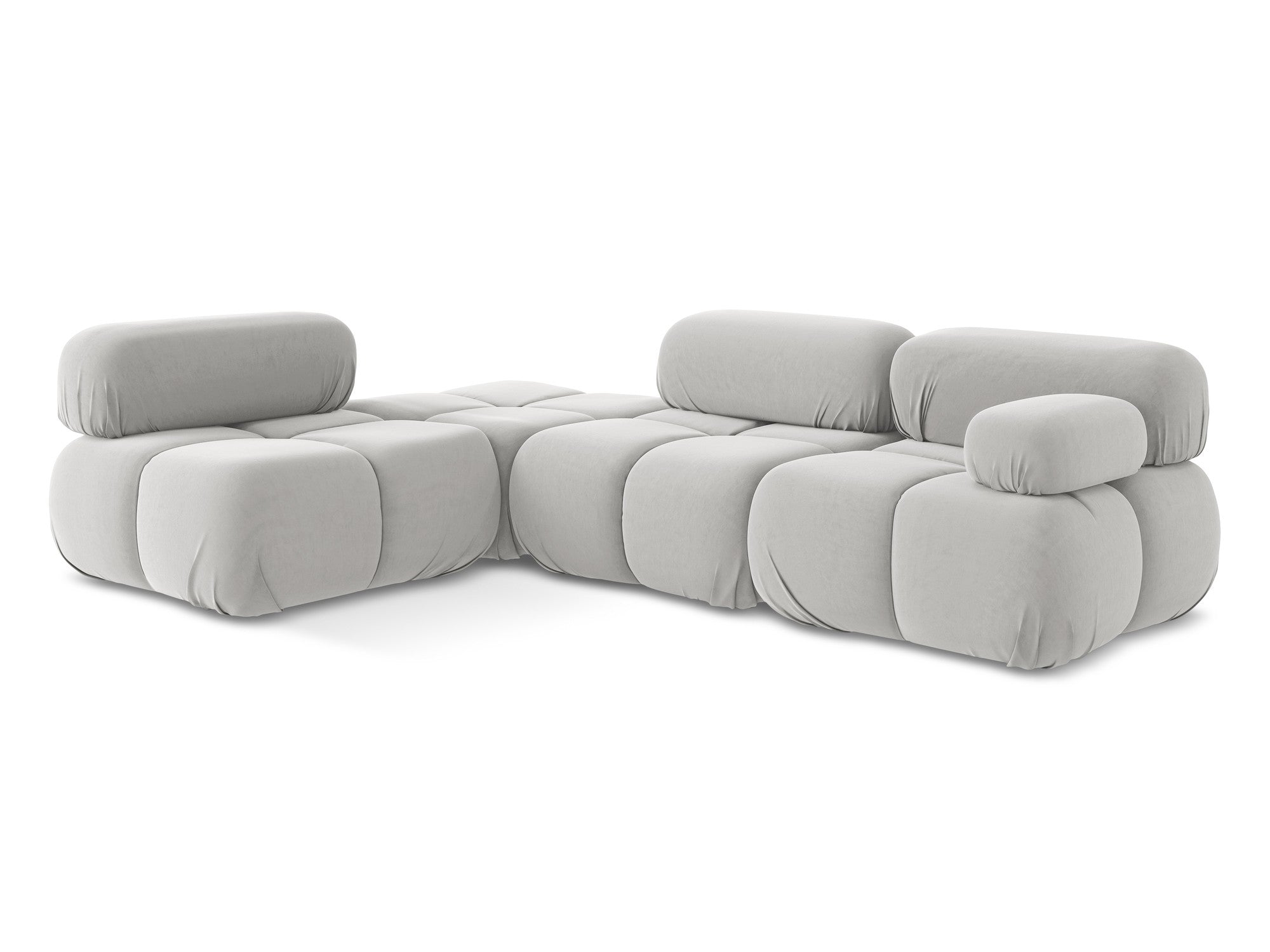 Modularer Samt-Ecksofa links LOKUA silber