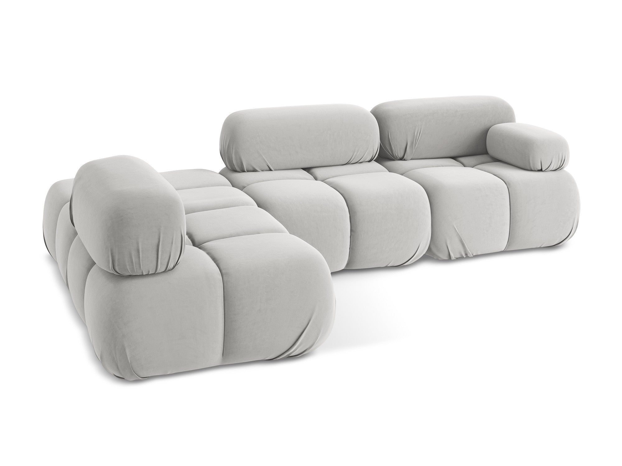Modularer Samt-Ecksofa links LOKUA silber