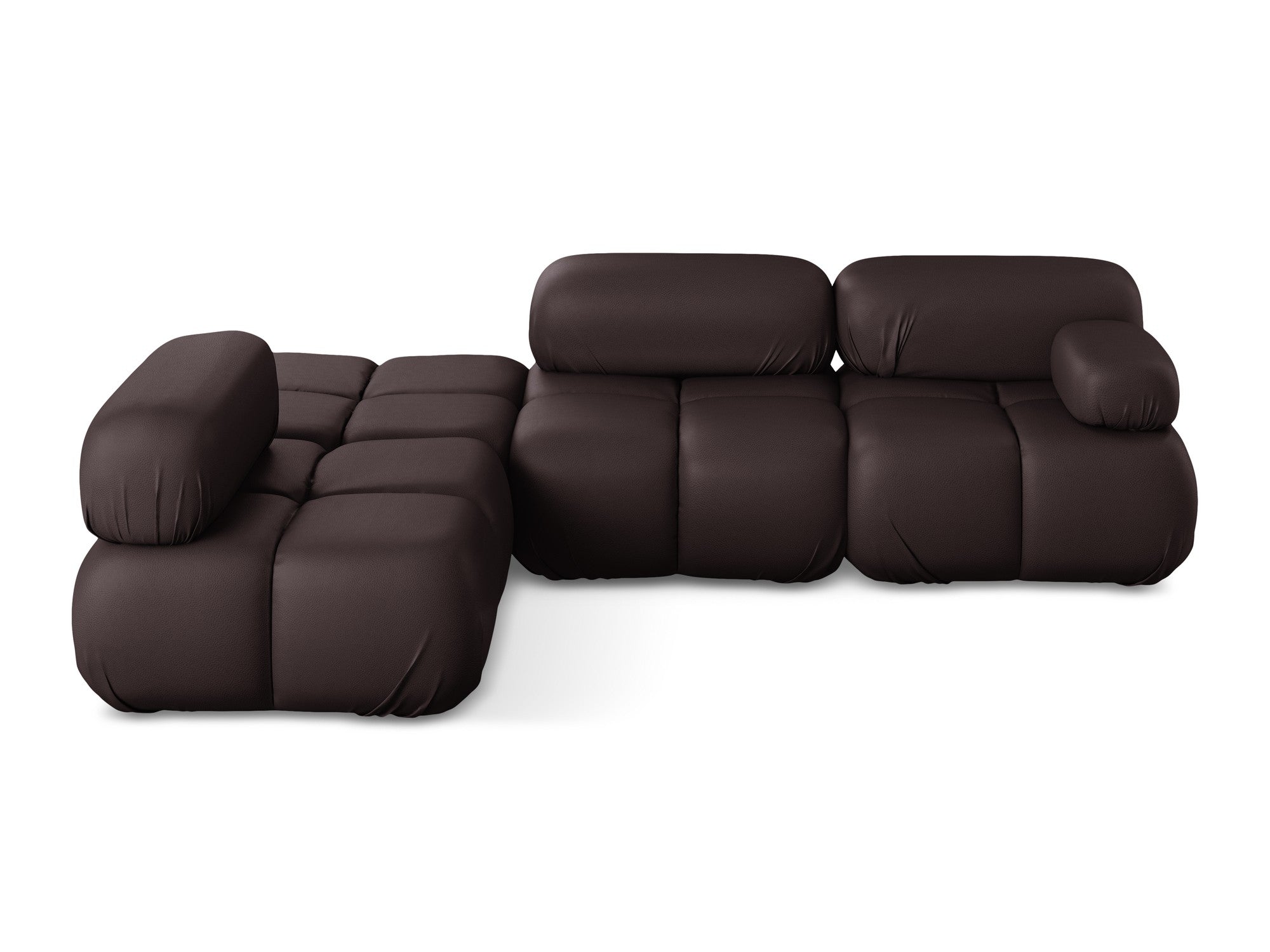 Left-sided modular corner sofa LOKUA in plum eco-leather