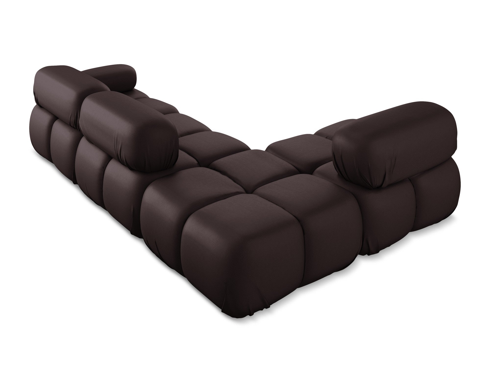 Left-sided modular corner sofa LOKUA in plum eco-leather