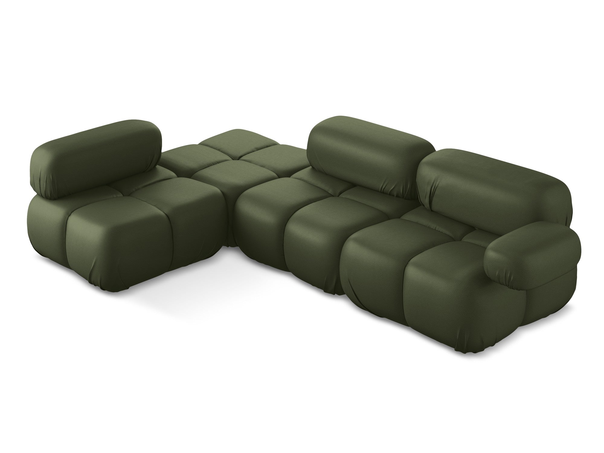 Modularer Ecksofa links LOKUA dunkelgrünes Kunstleder