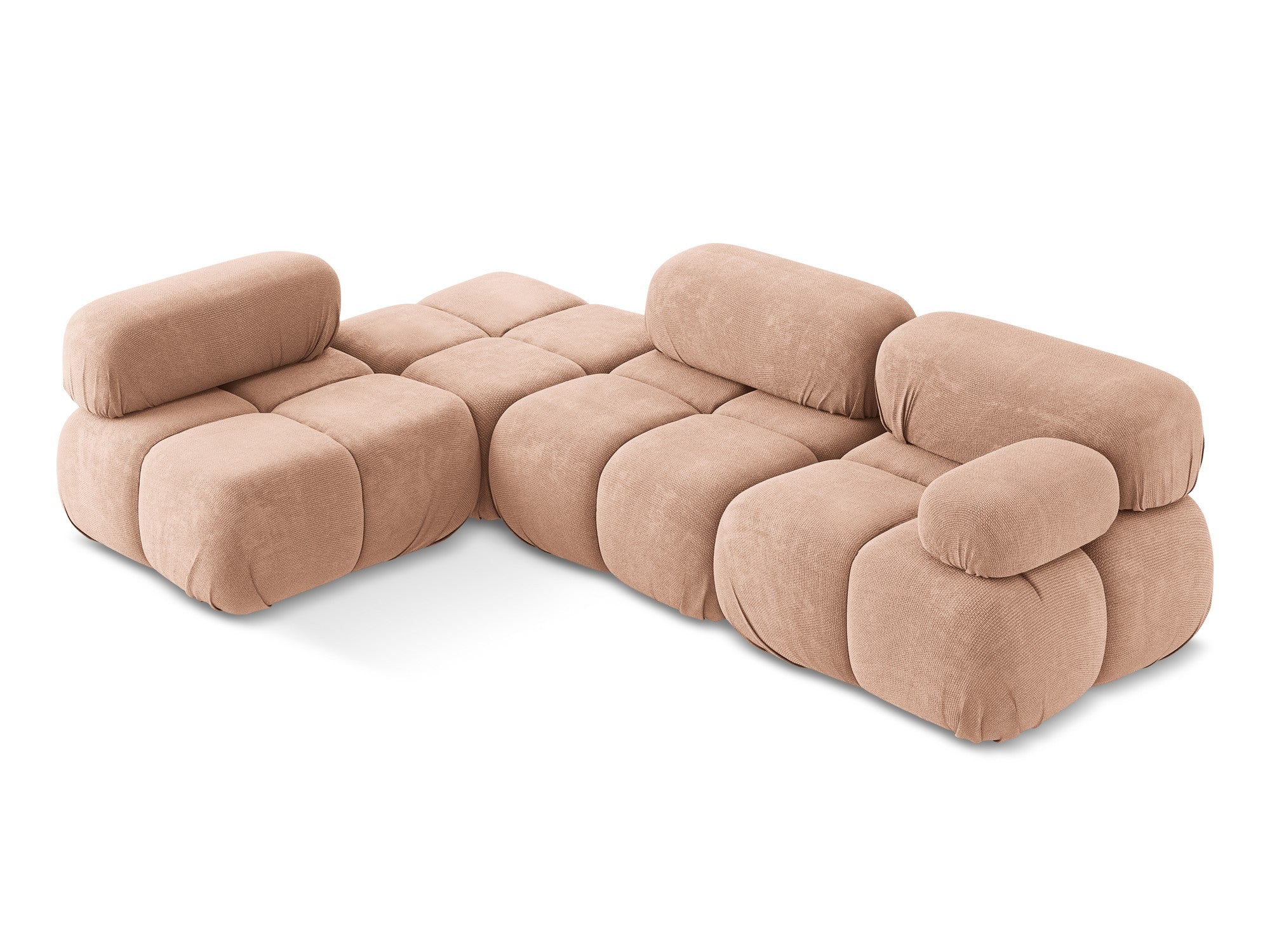 Modularer linksseitiger Ecksofa LOKUA in pfirsichfarbenem Chenille