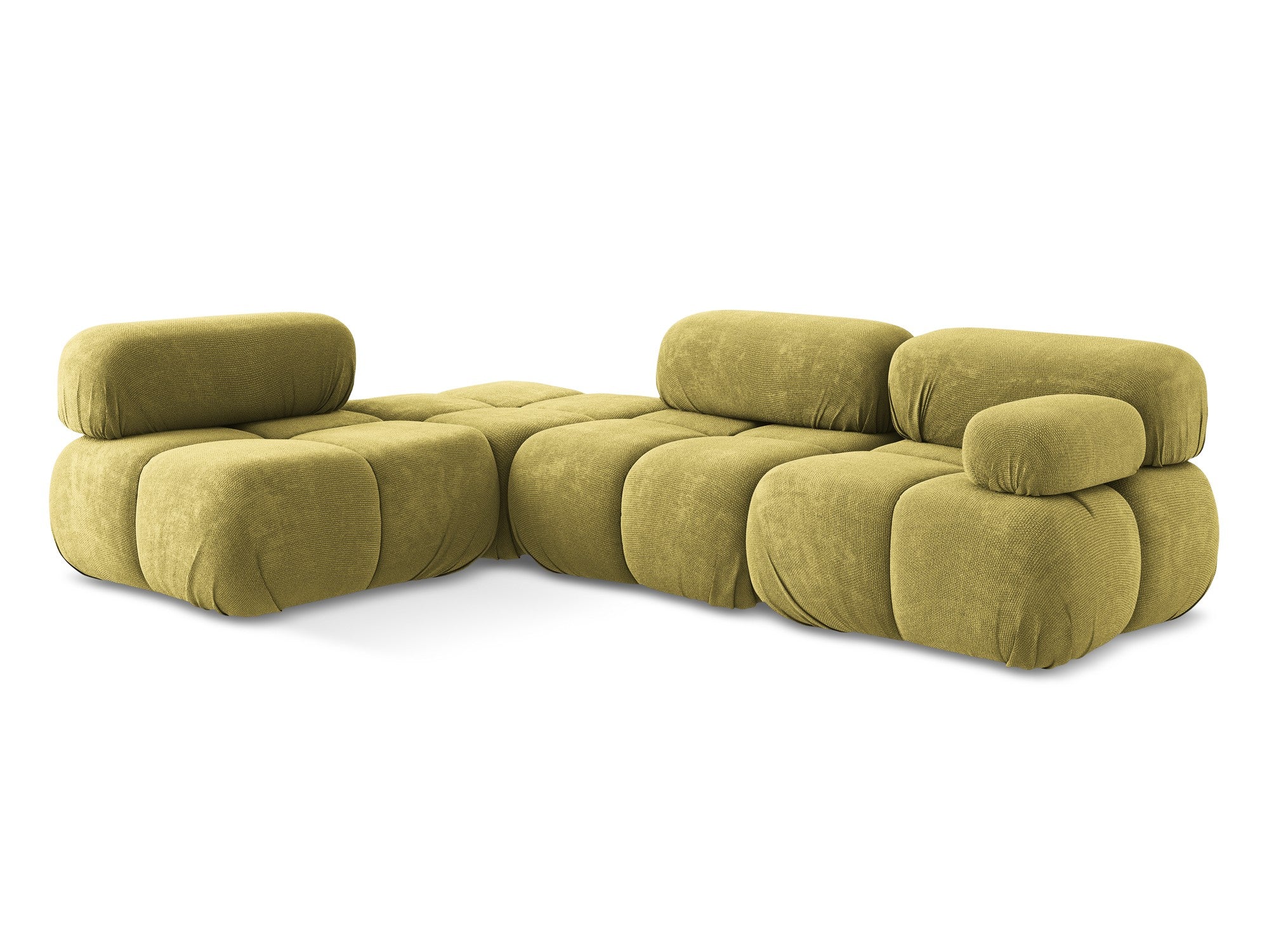Modularer linksseitiger Ecksofa LOKUA in limonengrünem Chenille