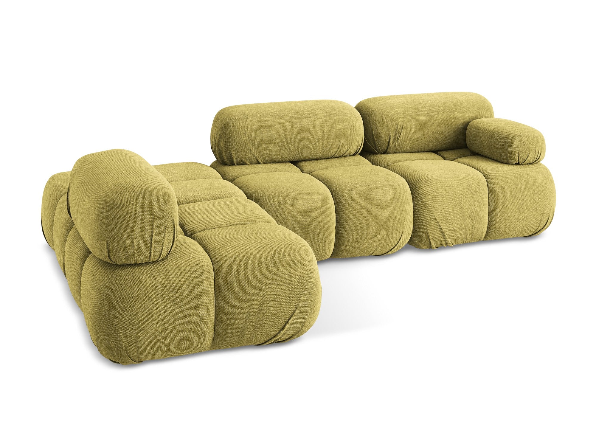 Modularer linksseitiger Ecksofa LOKUA in limonengrünem Chenille