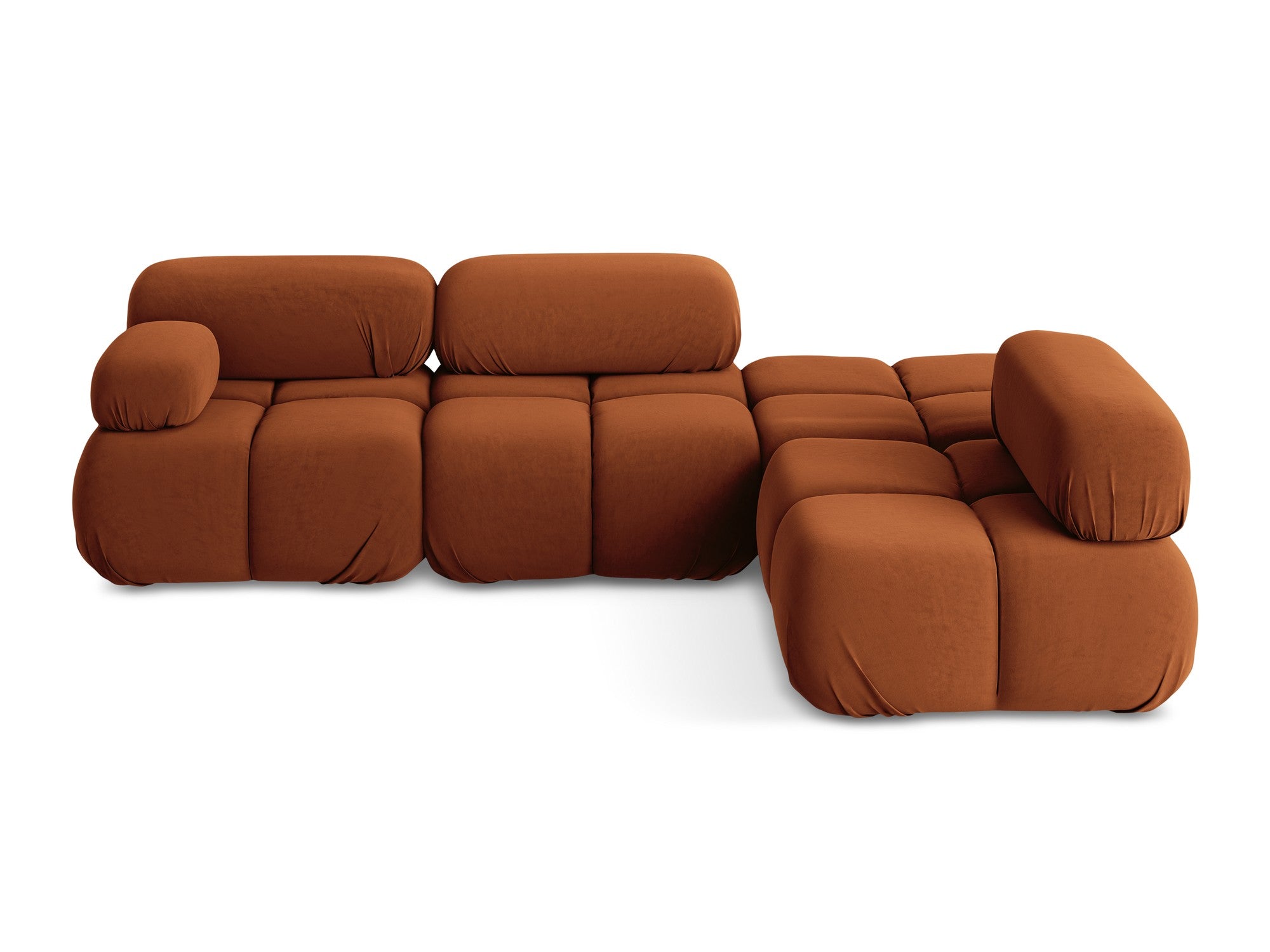Velvet modular corner sofa right-sided LOKUA terracotta