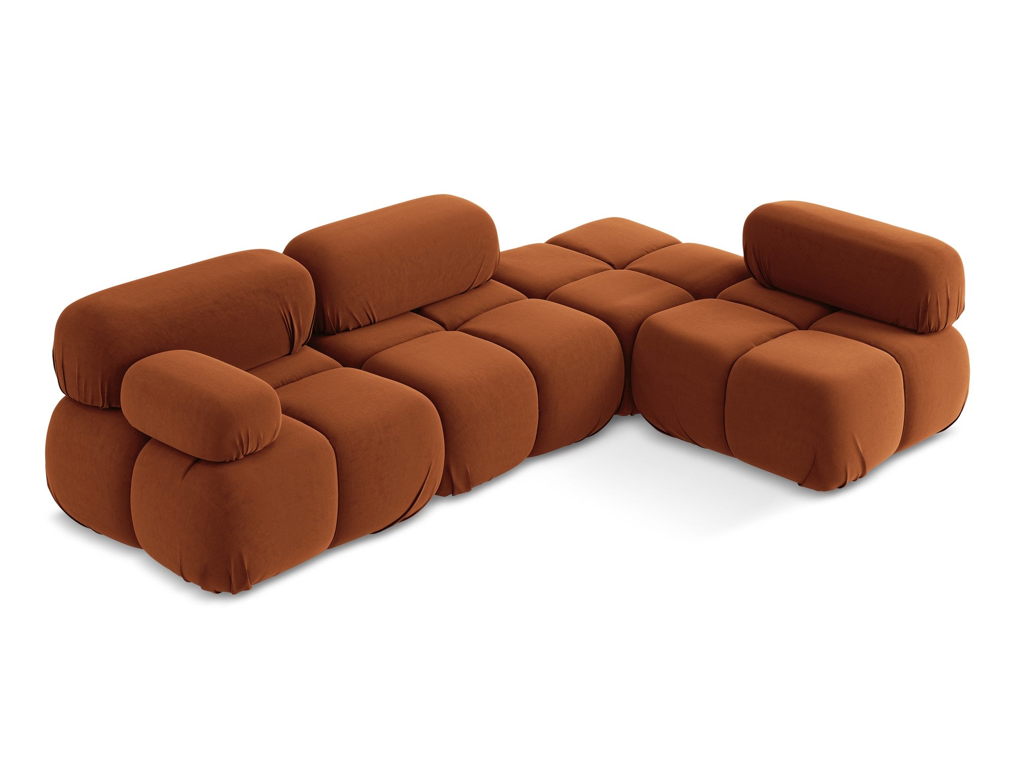 Velvet modular corner sofa right-sided LOKUA terracotta