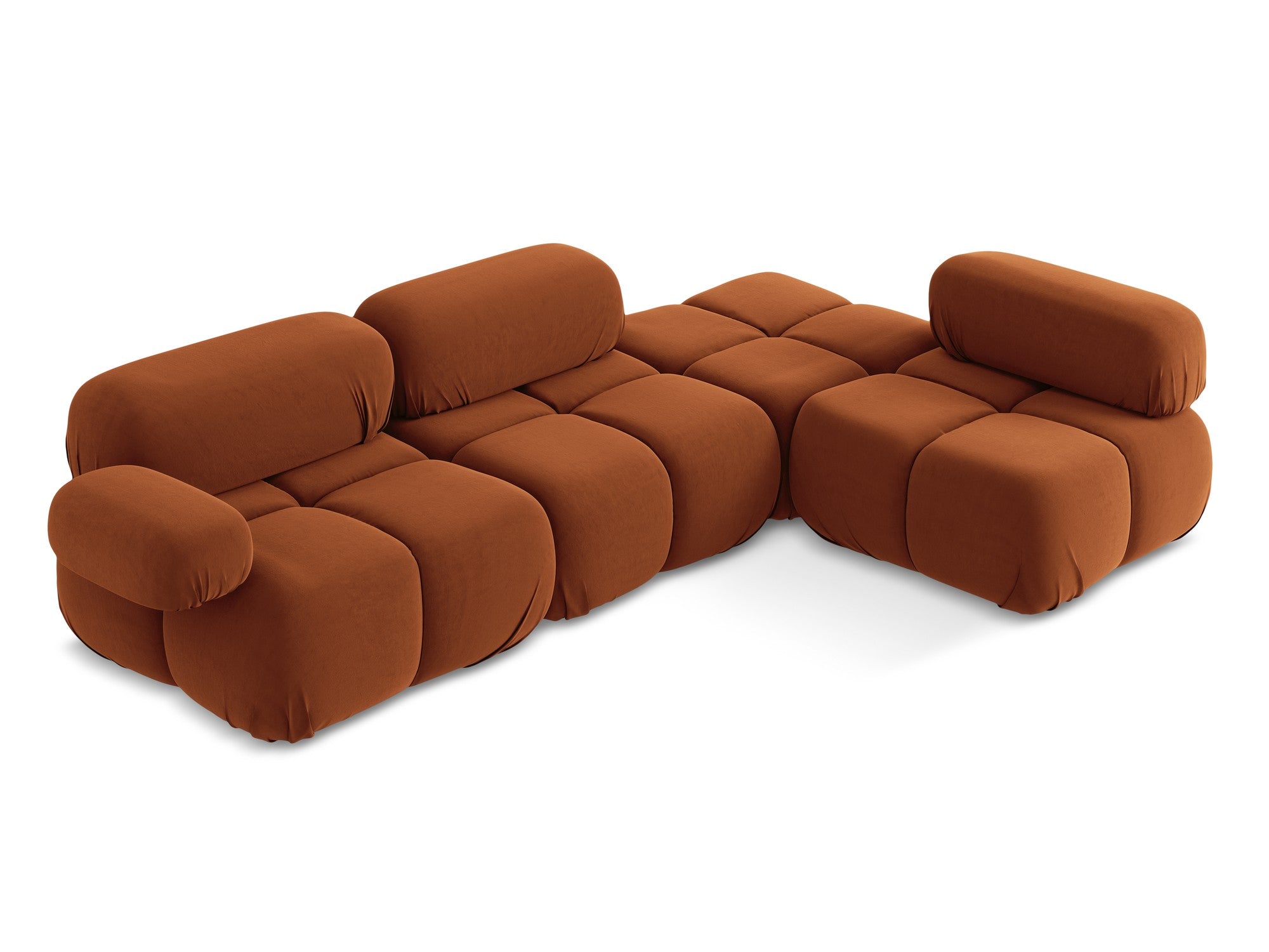 Velvet modular corner sofa right-sided LOKUA terracotta