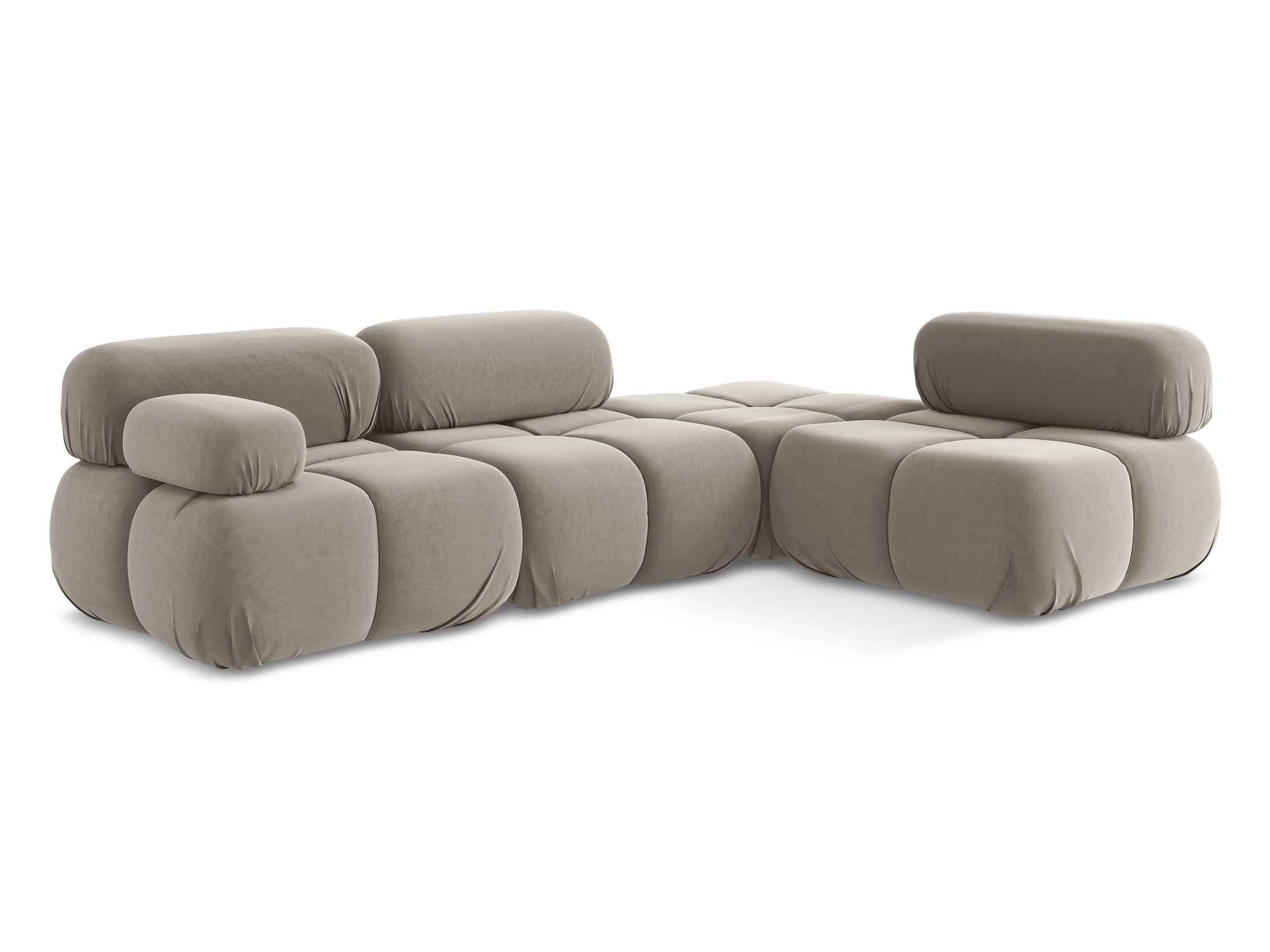 Taupe Right-Sided Velvet Modular Corner Sofa LOKUA