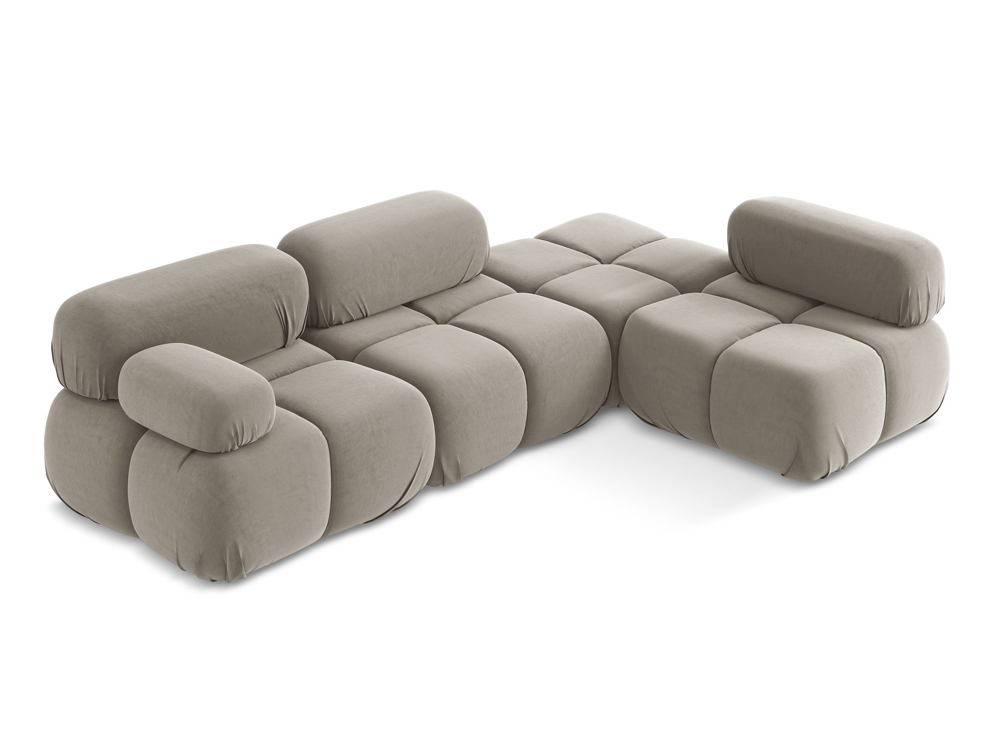 Taupe Right-Sided Velvet Modular Corner Sofa LOKUA