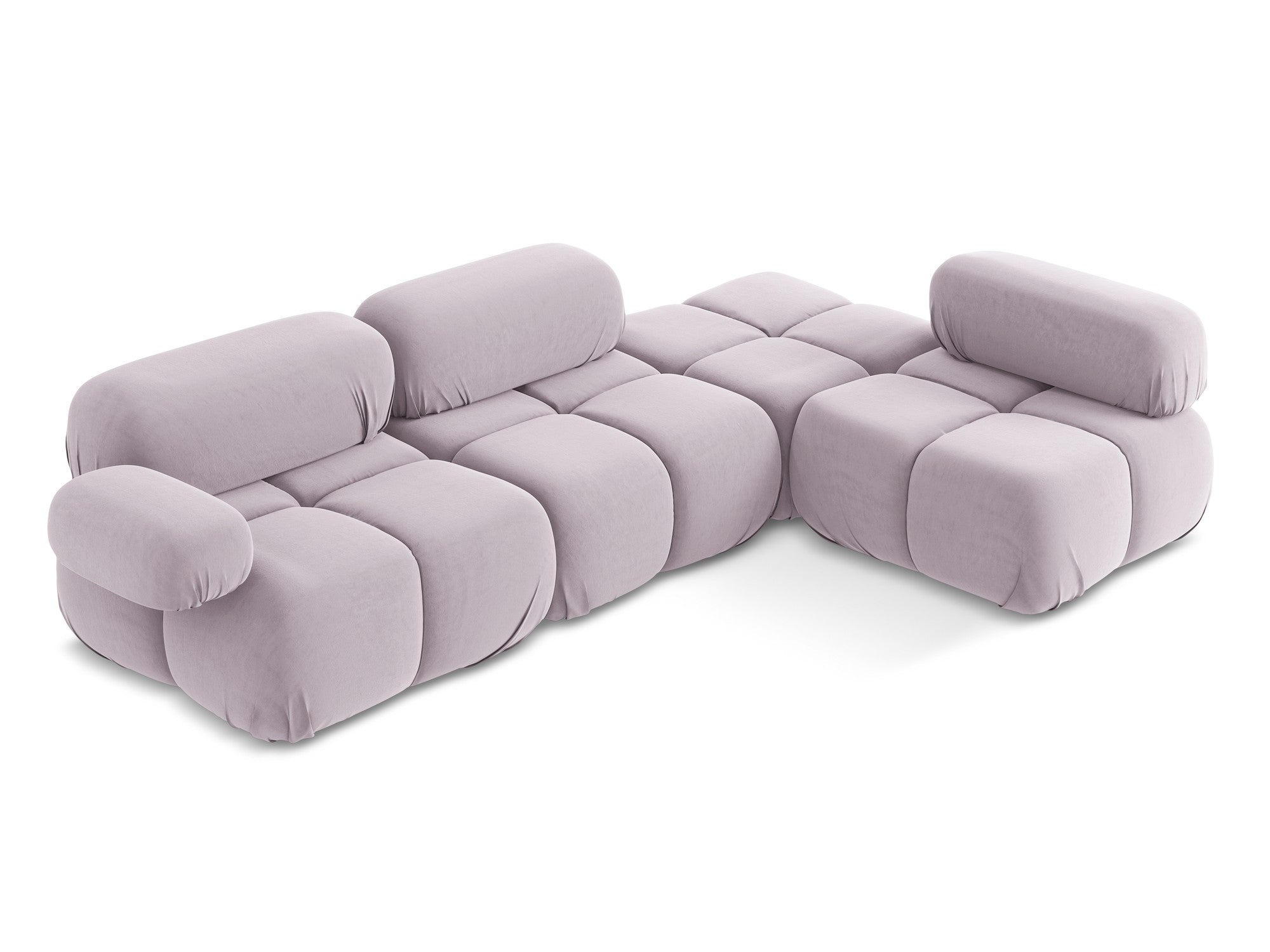 Modularer Samt-Ecksofa rechts LOKUA lavendel