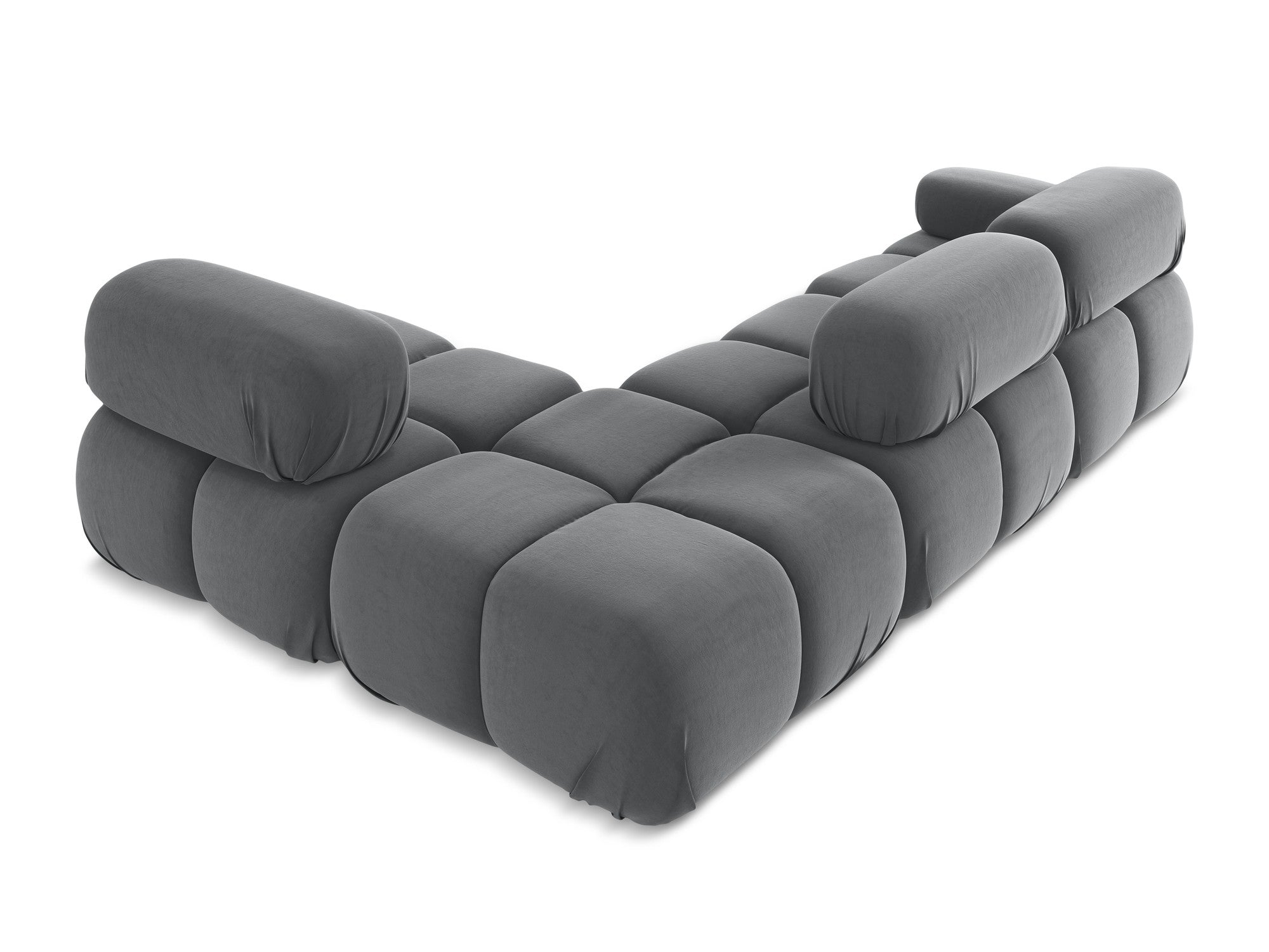Modularer Samt-Ecksofa rechts LOKUA stahlgrau