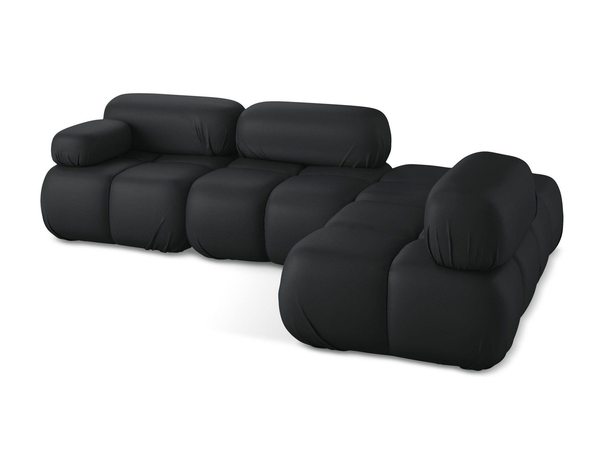 Right-facing modular corner sofa LOKUA black faux leather