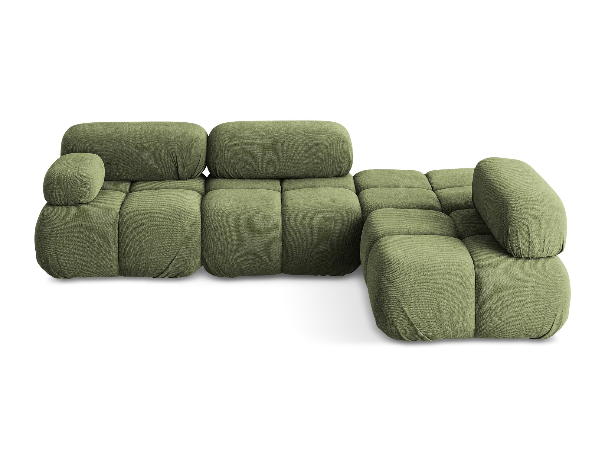 Rechthoekige modulaire hoekbank LOKUA groen chenille