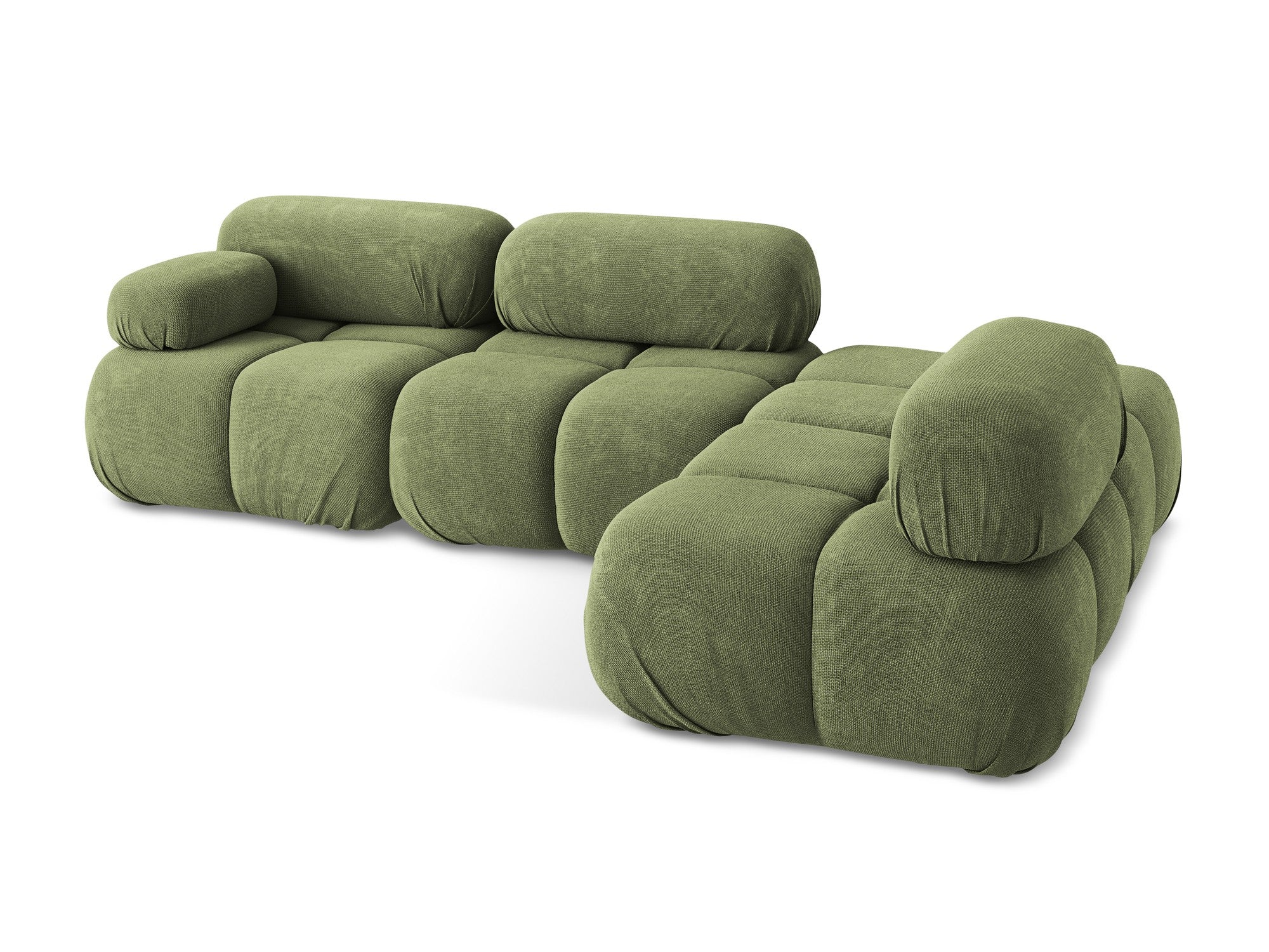 Rechthoekige modulaire hoekbank LOKUA groen chenille