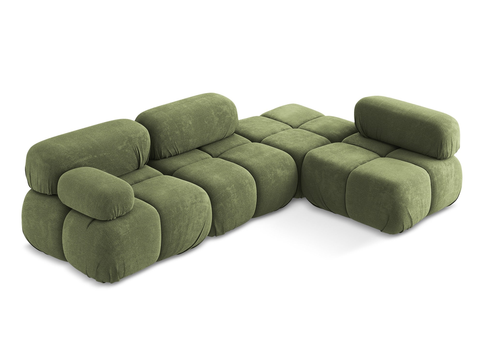 Rechthoekige modulaire hoekbank LOKUA groen chenille