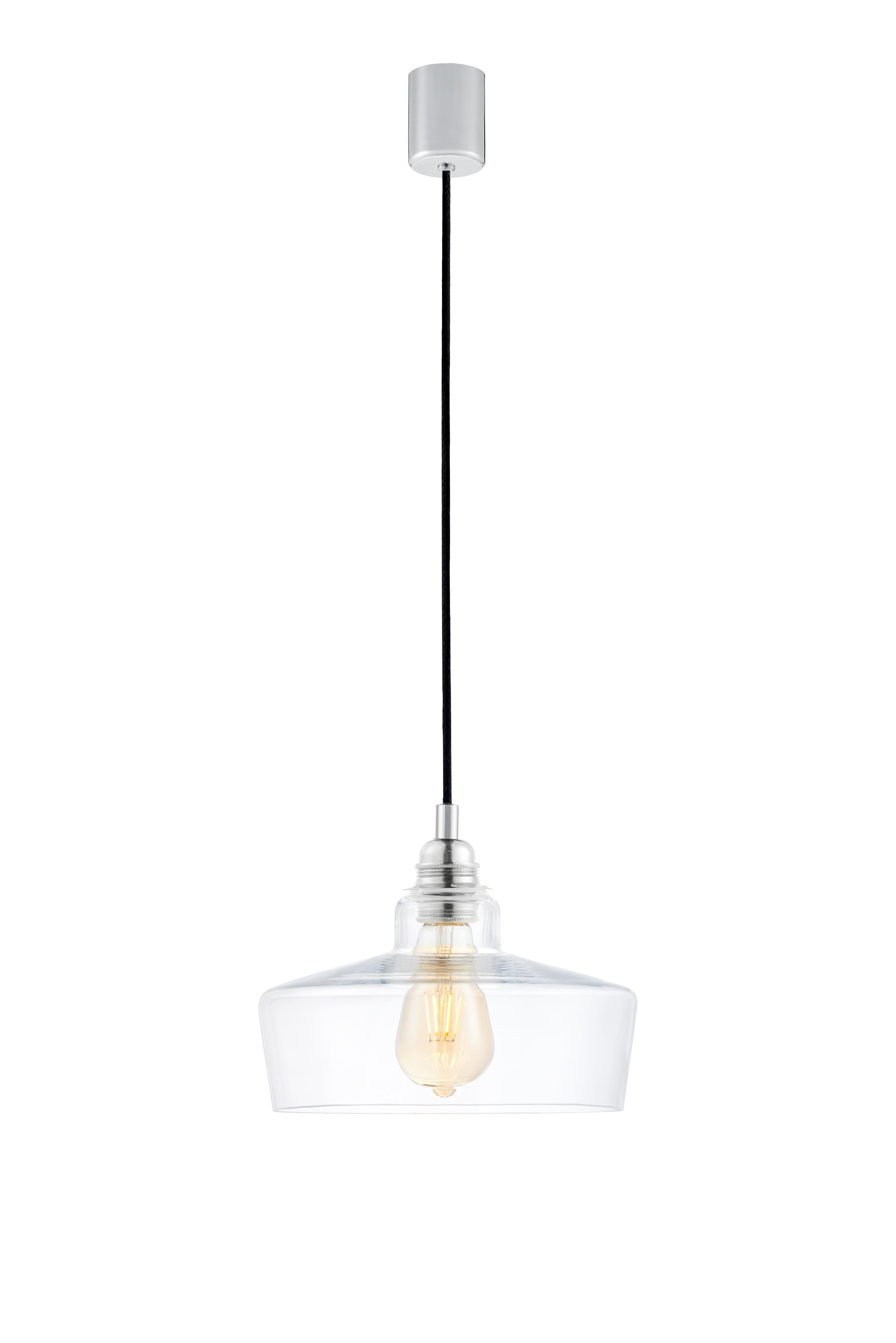 Pendelleuchte LONGIS III transparent mit glänzendem Chrom