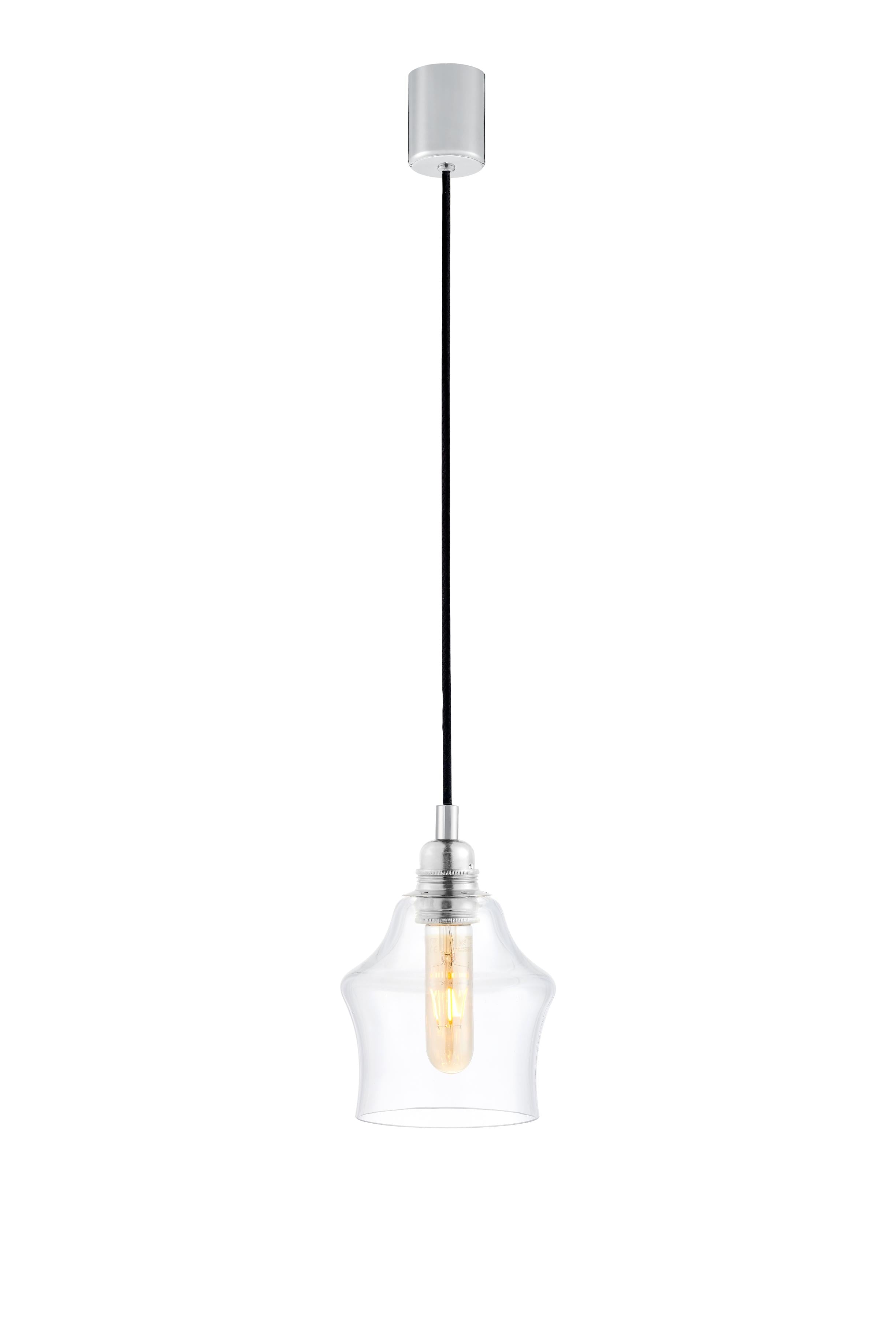 LONGIS II pendant lamp transparent with shiny chrome