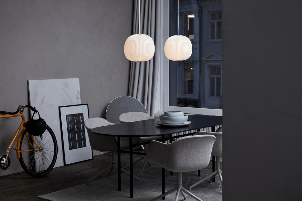 Hanglamp MODEL 134 LAMELLA 3 wit met zilveren afwerking