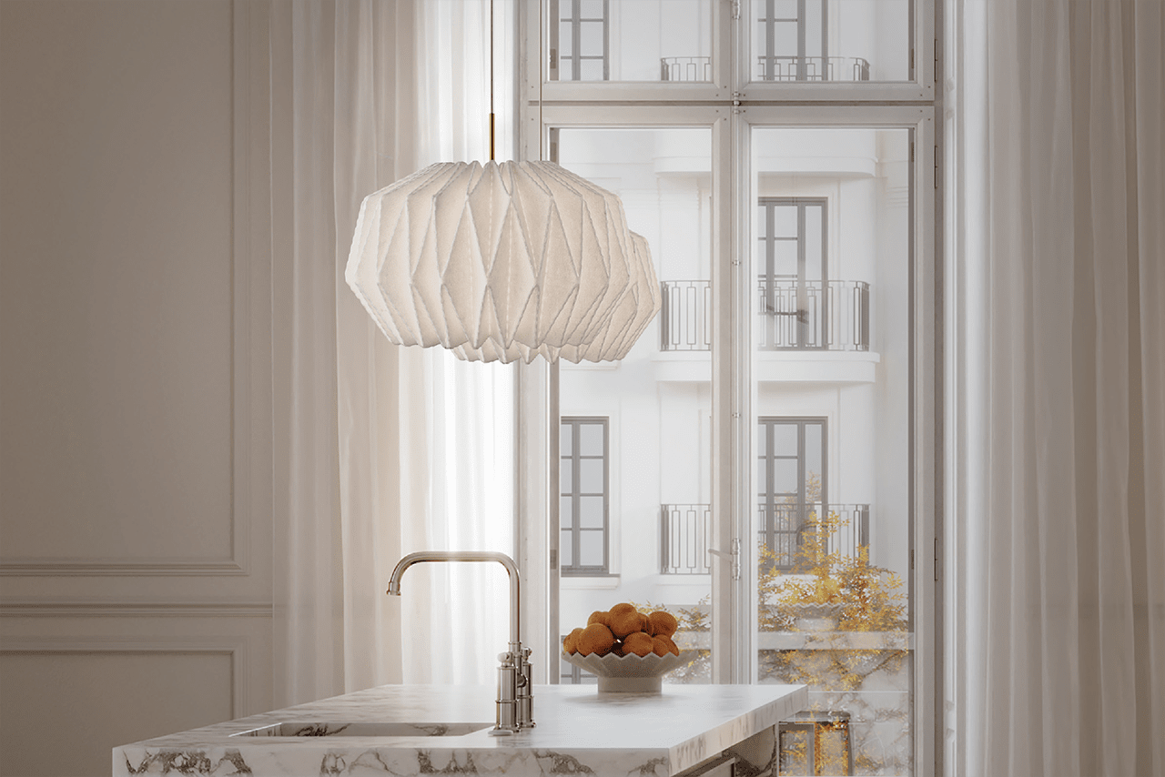 Hanging Lamp MODEL 164 SOFTLY PLEATED white