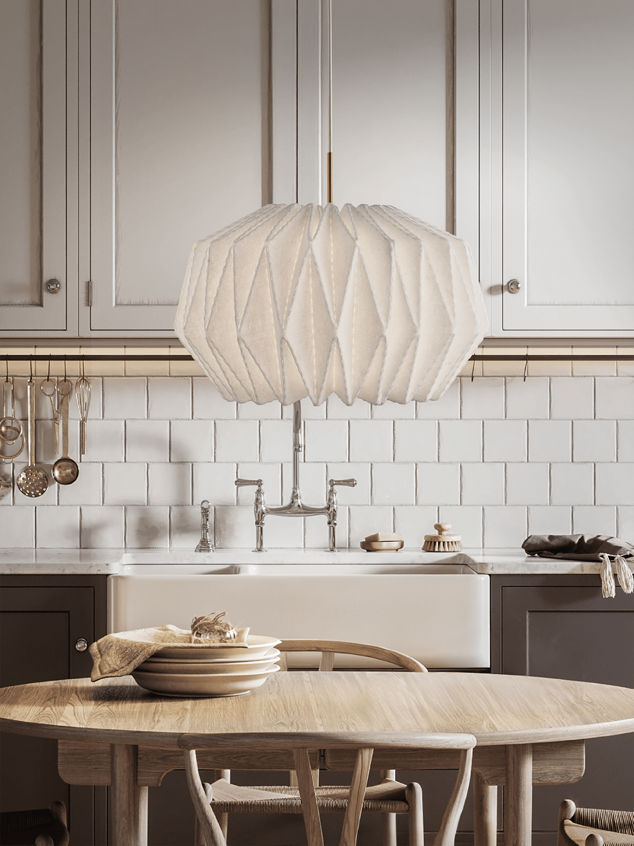 Hanging Lamp MODEL 164 SOFTLY PLEATED white