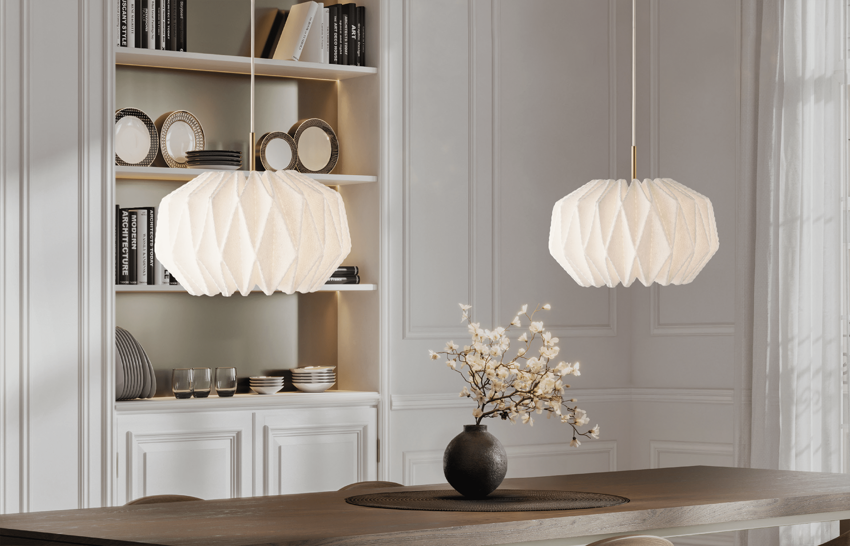 Hanging Lamp MODEL 164 SOFTLY PLEATED white