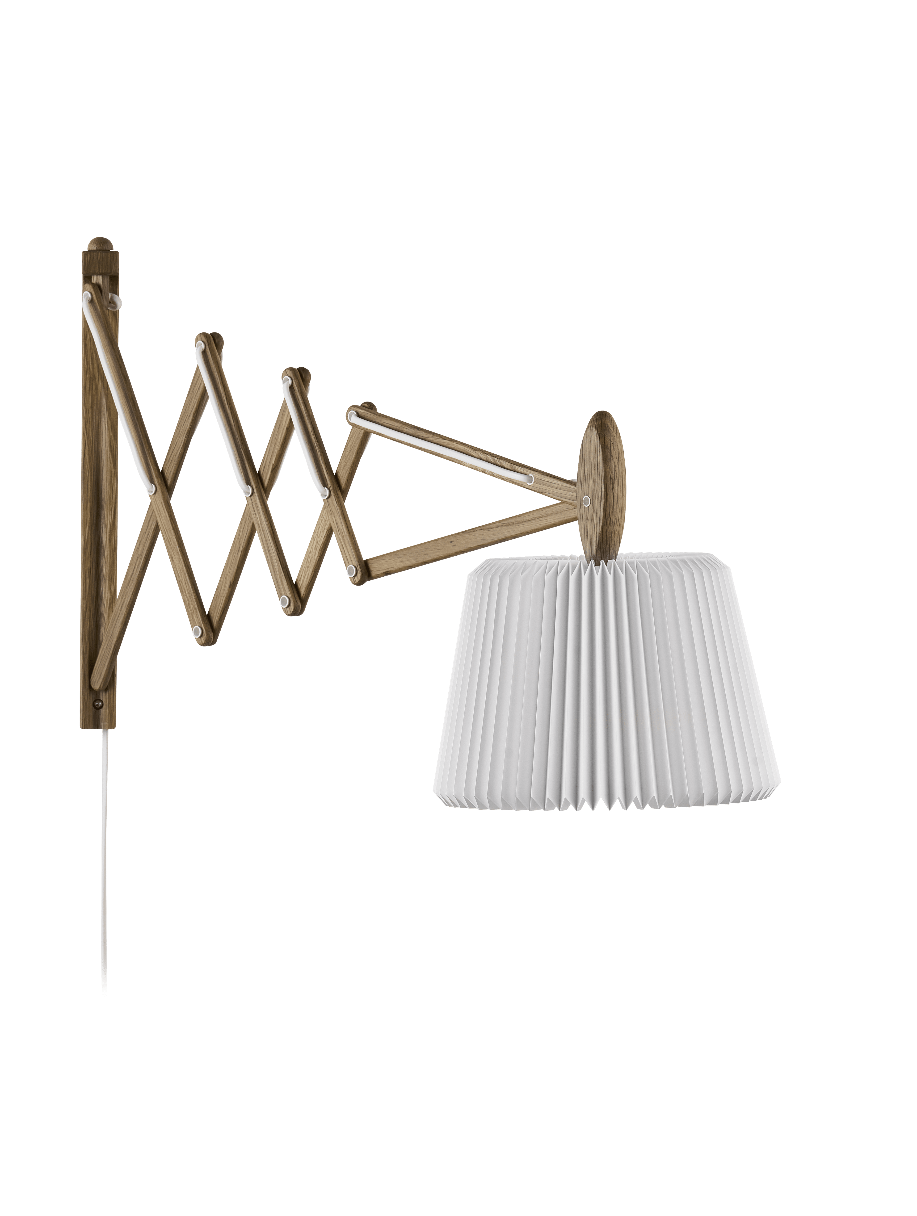 Wandlamp MODEL 233 120 SAX wit met een donkere eiken basis