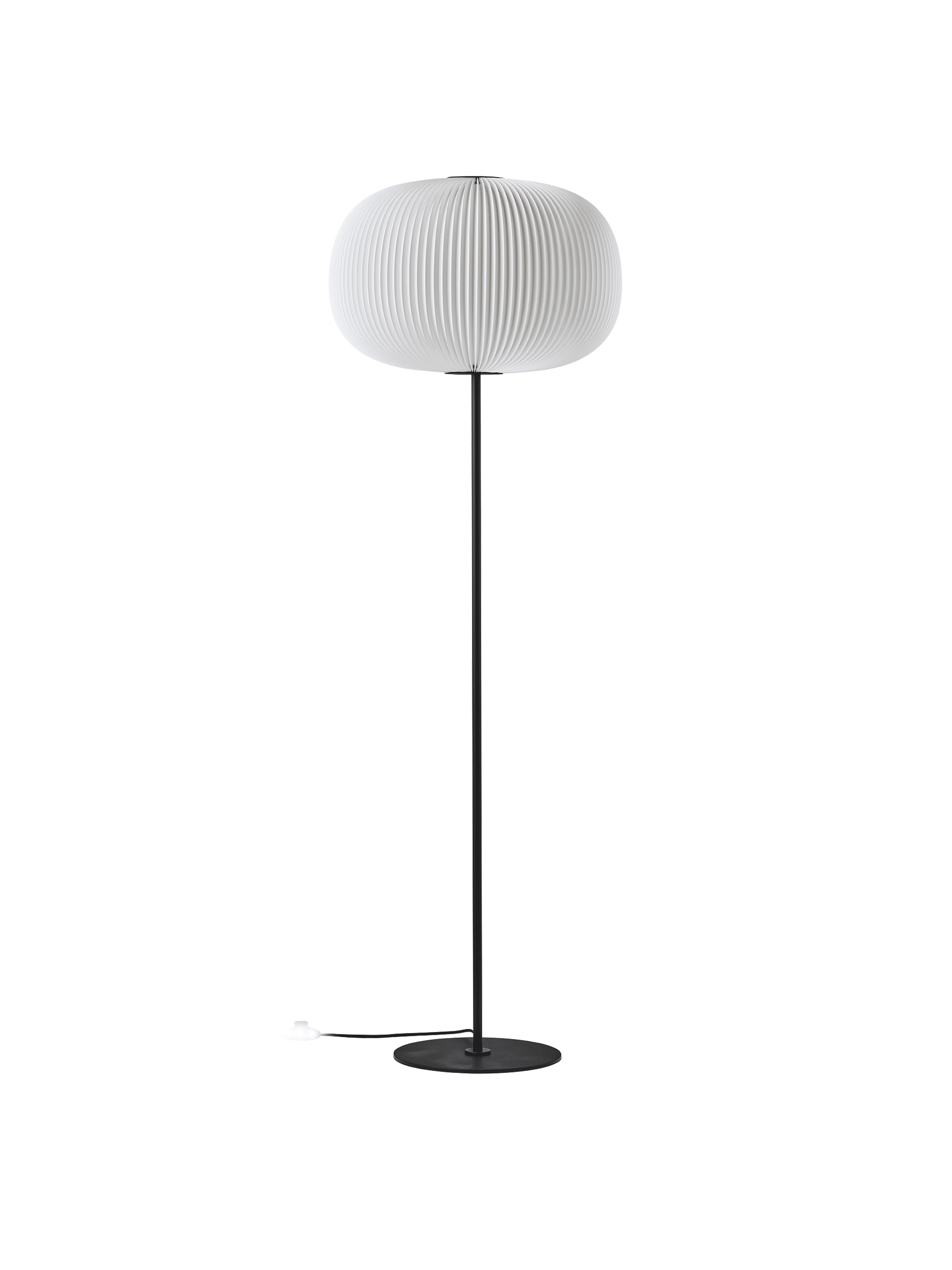 Stehlampe MODELL 332 LAMELLA weiß mit schwarzem Fuß