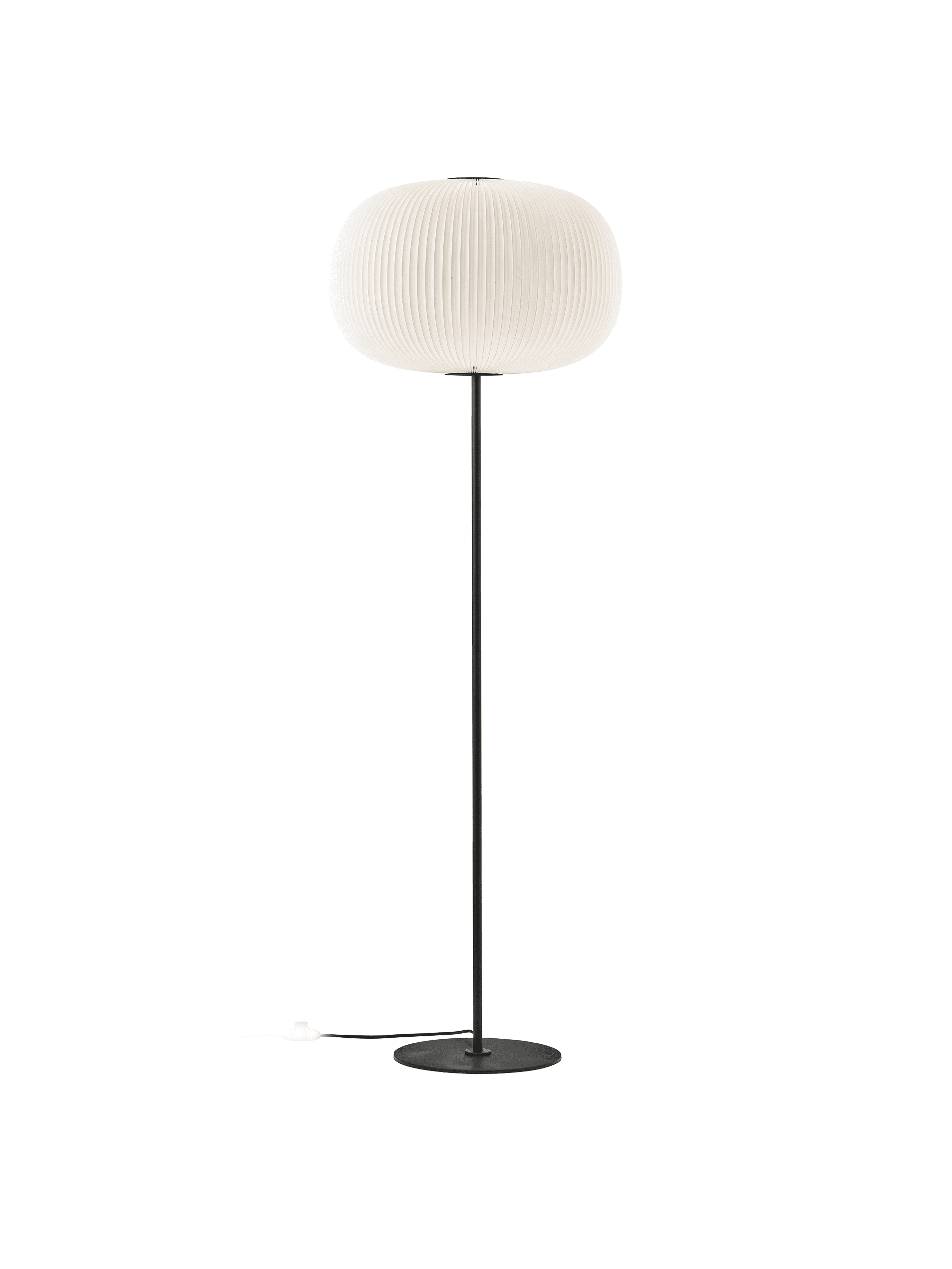 Stehlampe MODELL 332 LAMELLA weiß mit schwarzem Fuß