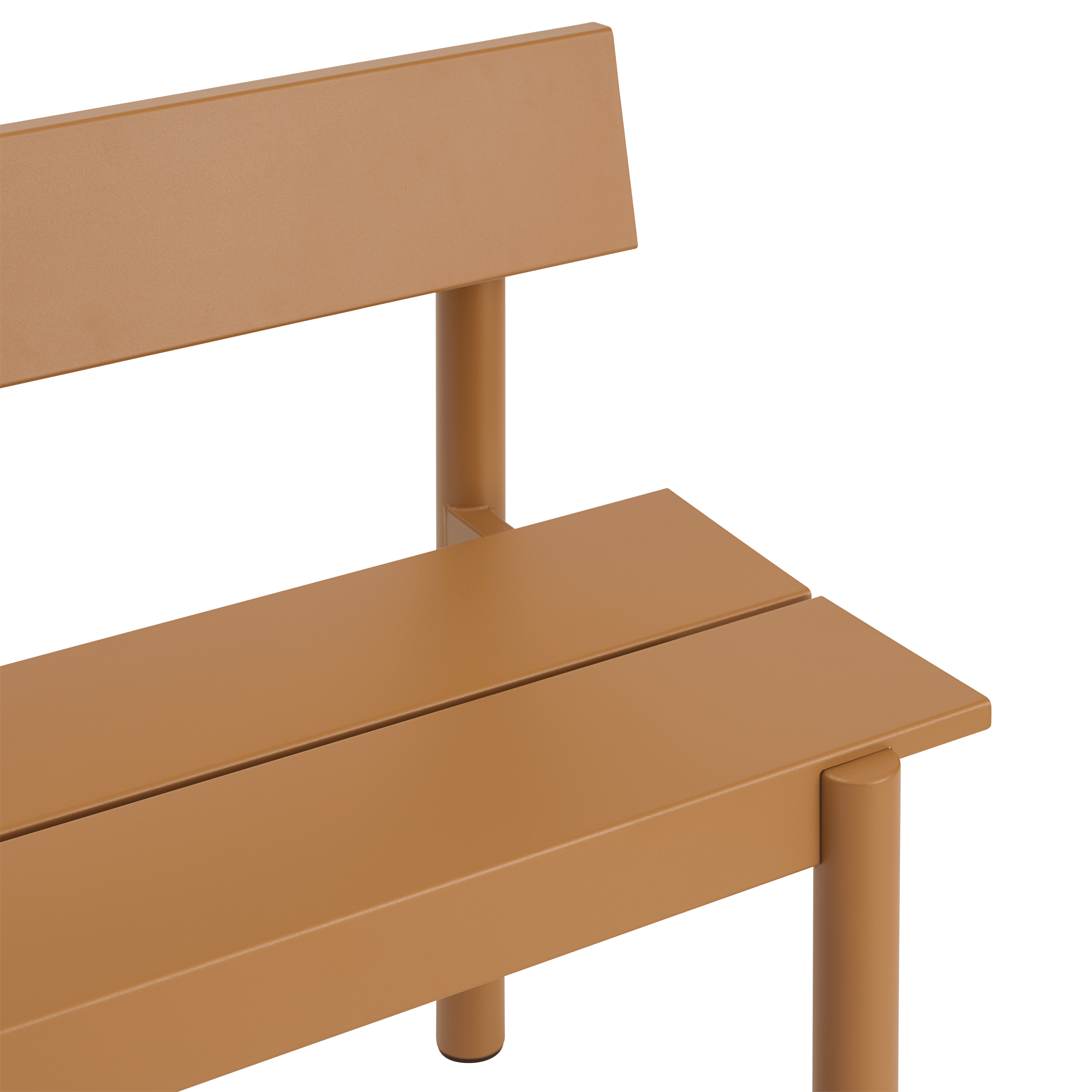 Buitenbank met rugleuning LINEAR oranje staal