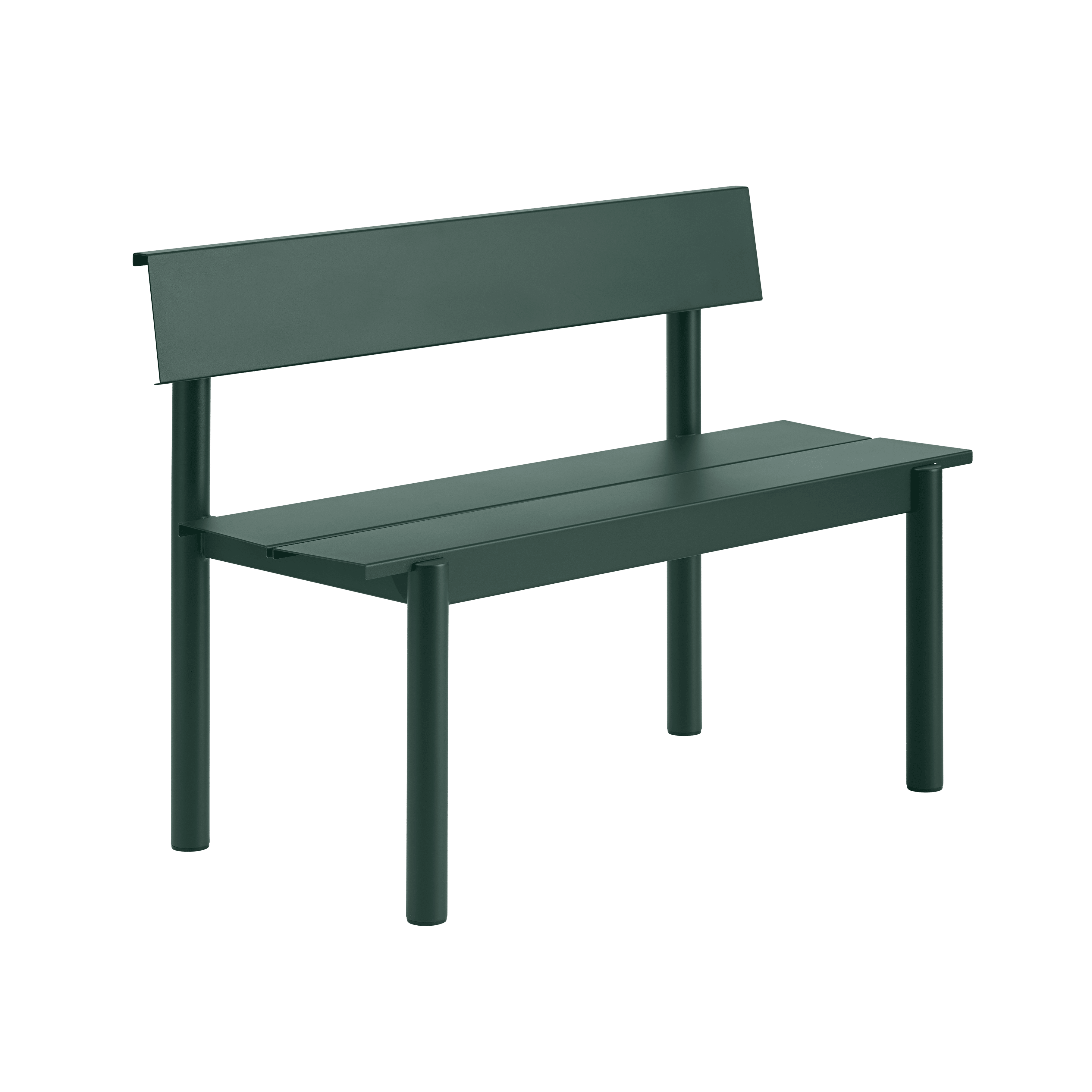 Dunkelgrüne LINEAR Gartenbank aus Stahl [Amelia]